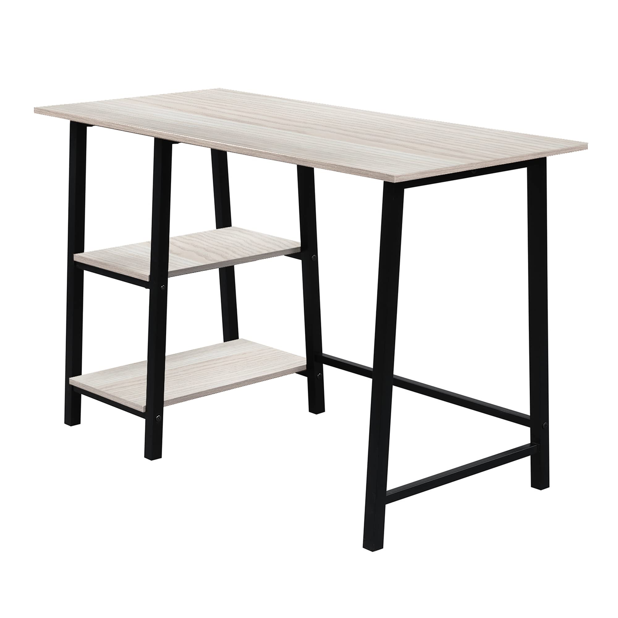 Sturdy Metal Frame Home Office Desk with Wooden Surface - Perfect for Work, Study & Gaming Spaces
