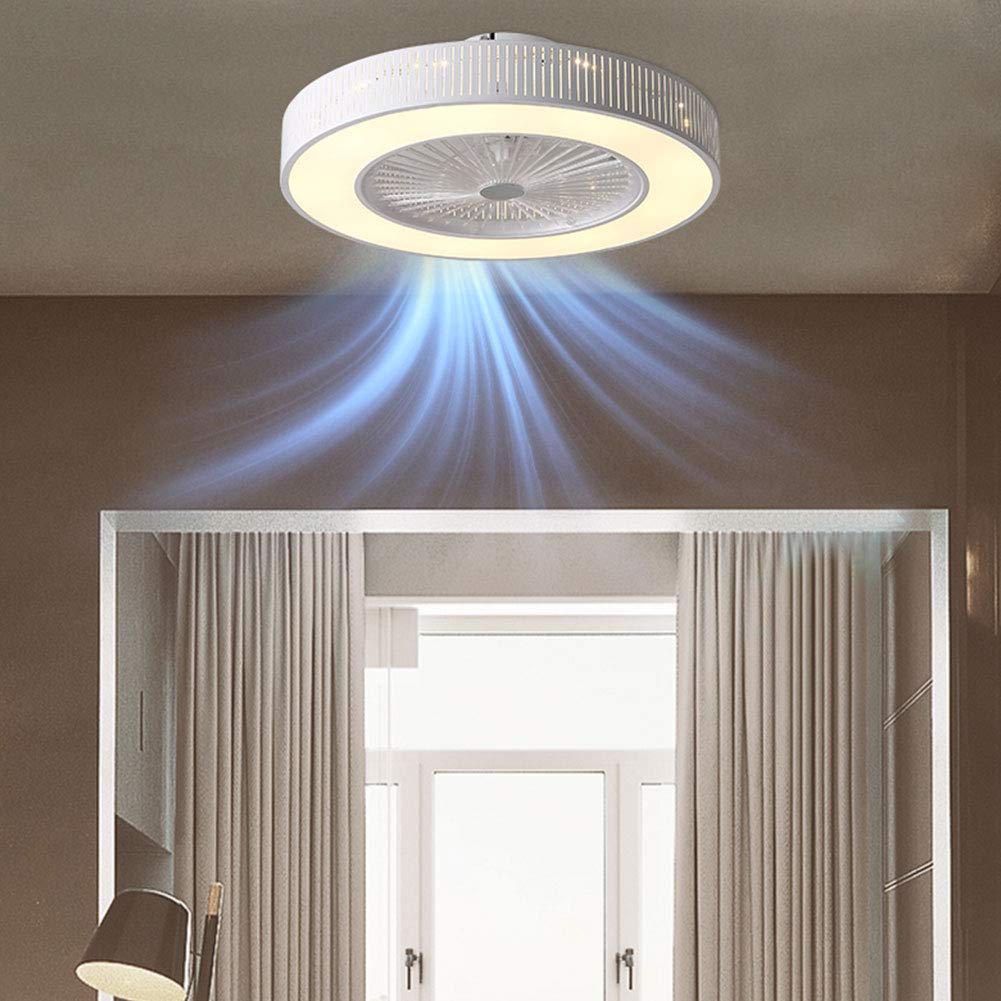23 Inch 60W Enclosed Ceiling Fan with LED Lights - Modern Thin Low Profile Flush Mount Fan with Remote Control, Dimmable 3-Color Lighting & 3 Speed Settings - Perfect for Bedroom, Living Room, Kitchen and Office Spaces