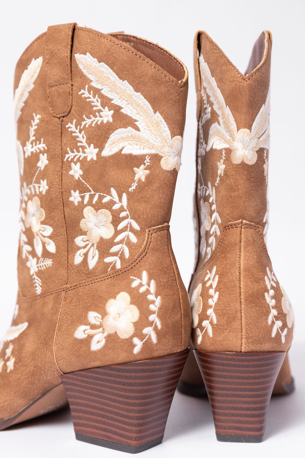 Paige Cocoa Embroidered Booties - Women's Stylish Ankle Boots with Handmade Embroidery | Perfect for Fall Fashion, Casual Outfits & Boho Chic Looks