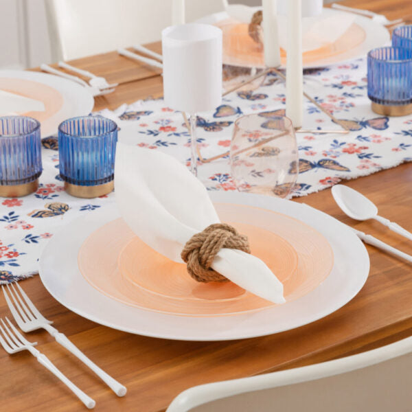 Elegant Peach Transparent Round Plastic Plates - Crystal Design for Parties, Weddings, and Elegant Dining Events