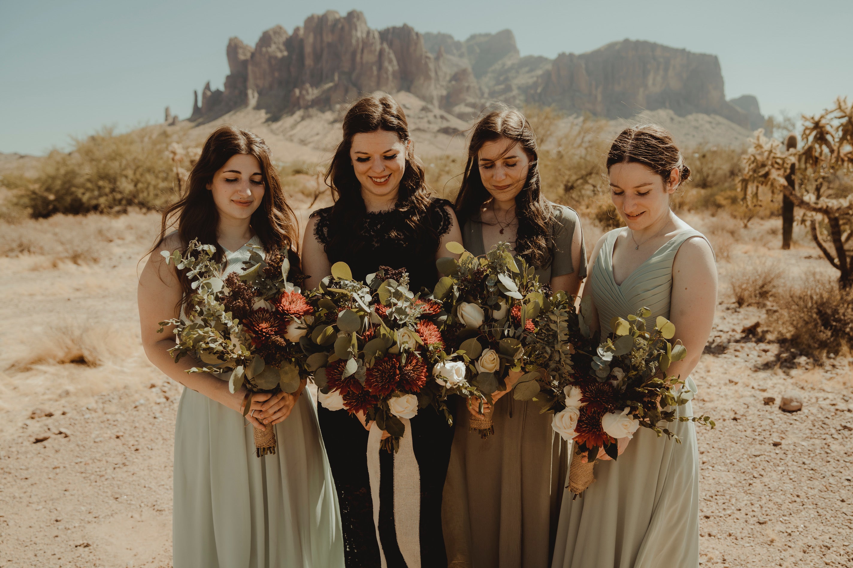 Black & Terracotta Desert Elopement Dress - Boho Wedding Gown for Beach, Canyon & Destination Weddings