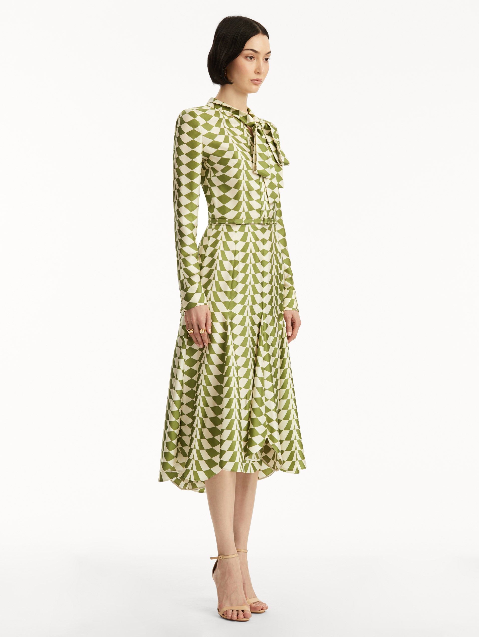 Elegant Geo Silk Twill Shirt Dress for Women | Flowy Summer Casual & Office Wear | Perfect for Work, Date Night & Vacation Outfits