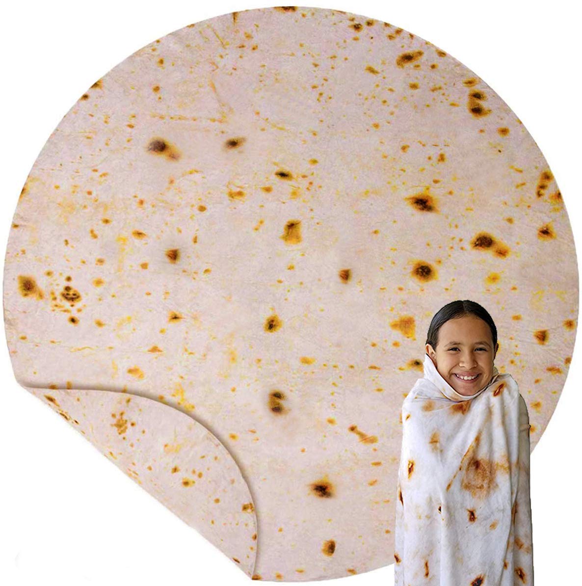 SINEKEL Burrito Blankets for Adults & Kids - Double Sided Tortilla Blanket, Soft Flannel Taco Throw (60 Inches) - Perfect for Family Movie Nights, Camping & Cozy Home Decor