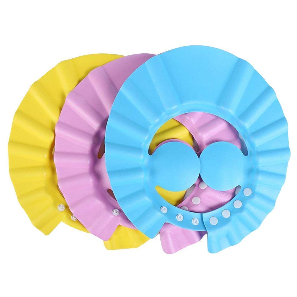 Purvaa Collection Adjustable Baby Shower Cap - Soft & Safe Hair Wash Protector for Infants & Toddlers - Eye & Ear Protection - Multi Color - Perfect for Bath Time & Sensitive Skin Care