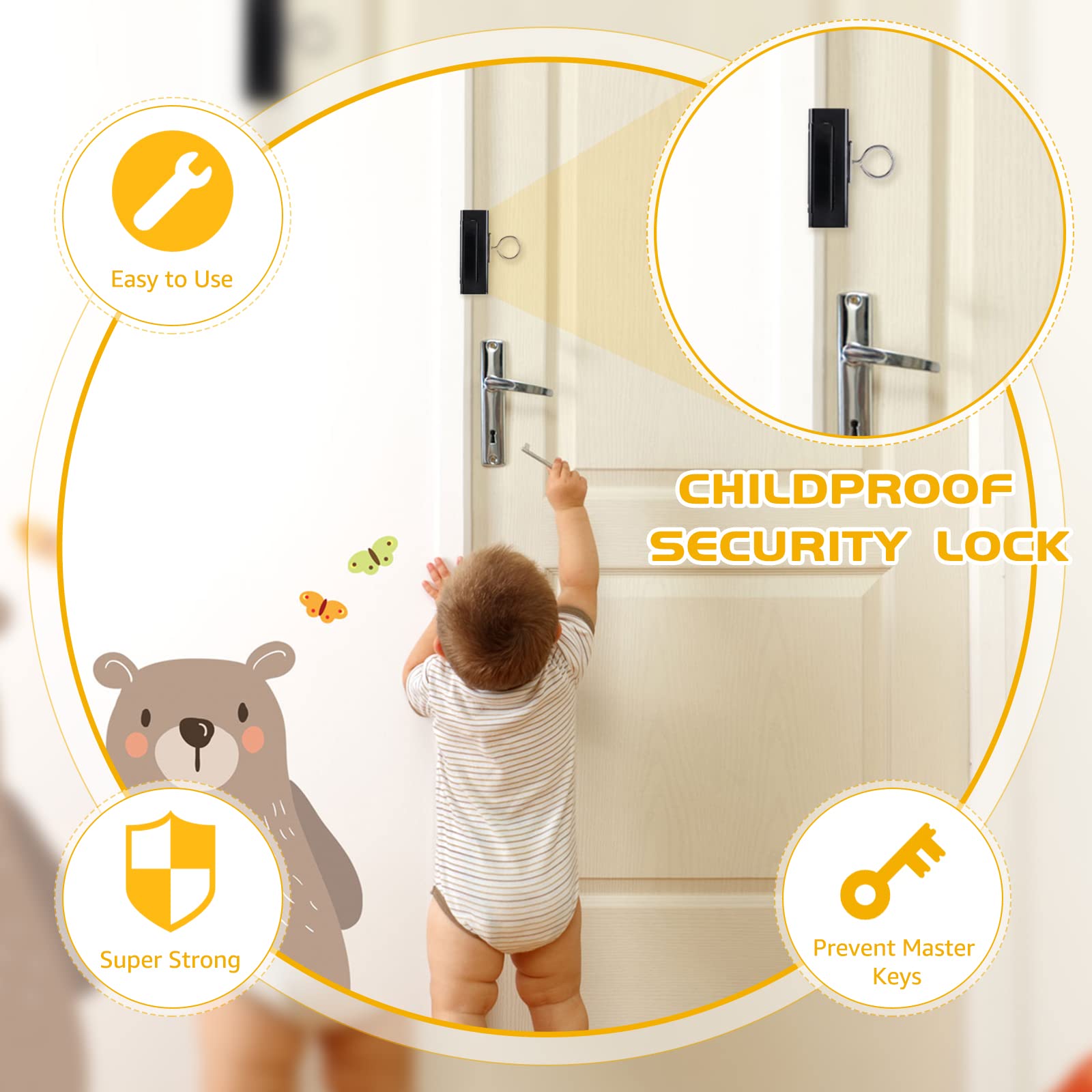 **Upgraded Childproof Home Security Door Lock with Pull Ring - 4