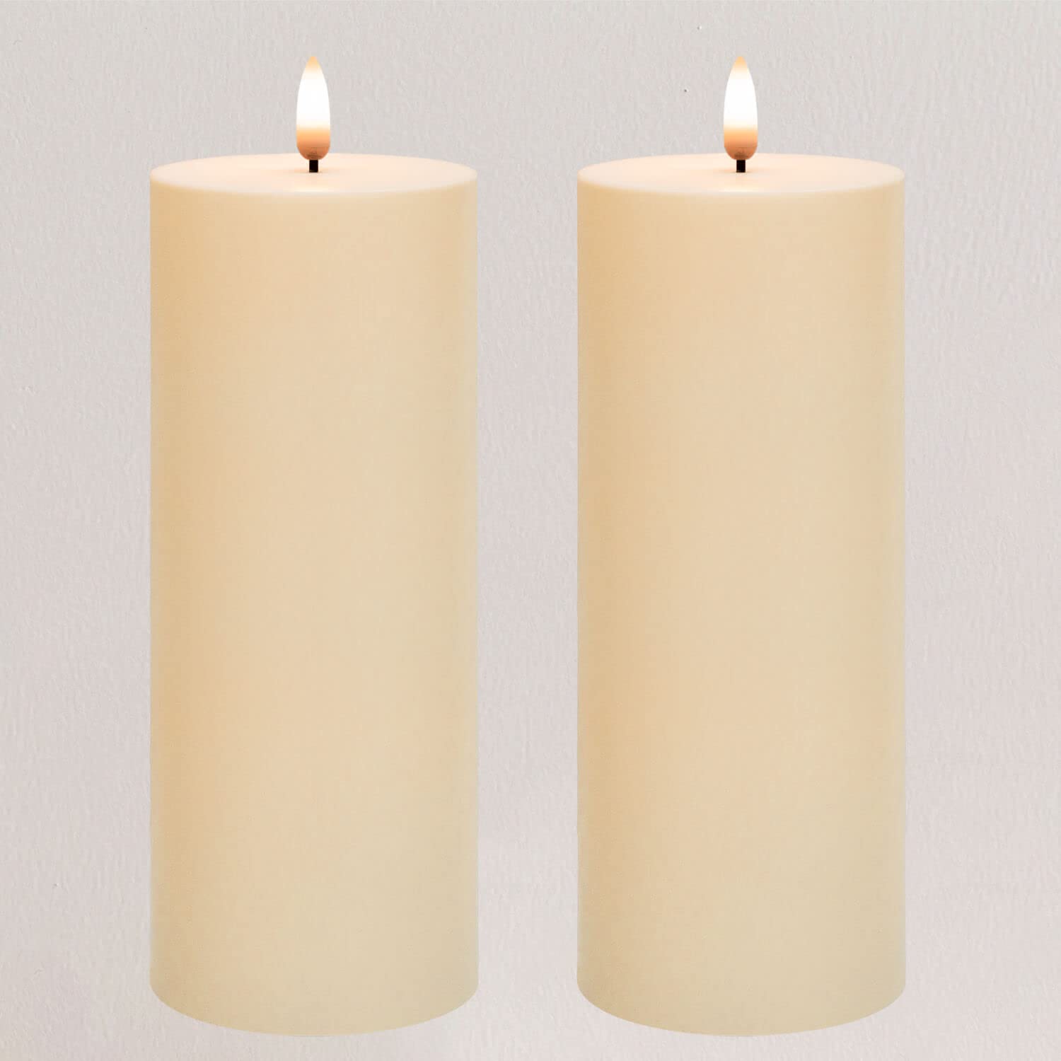 ANGELLOONG Waterproof Flameless LED Candles - Battery Operated with Timer, Set of 2 Large 3x8 Inch Electric Candles for Wedding, Party & Home Decor - Perfect for Outdoor, Indoor & Romantic Ambiance