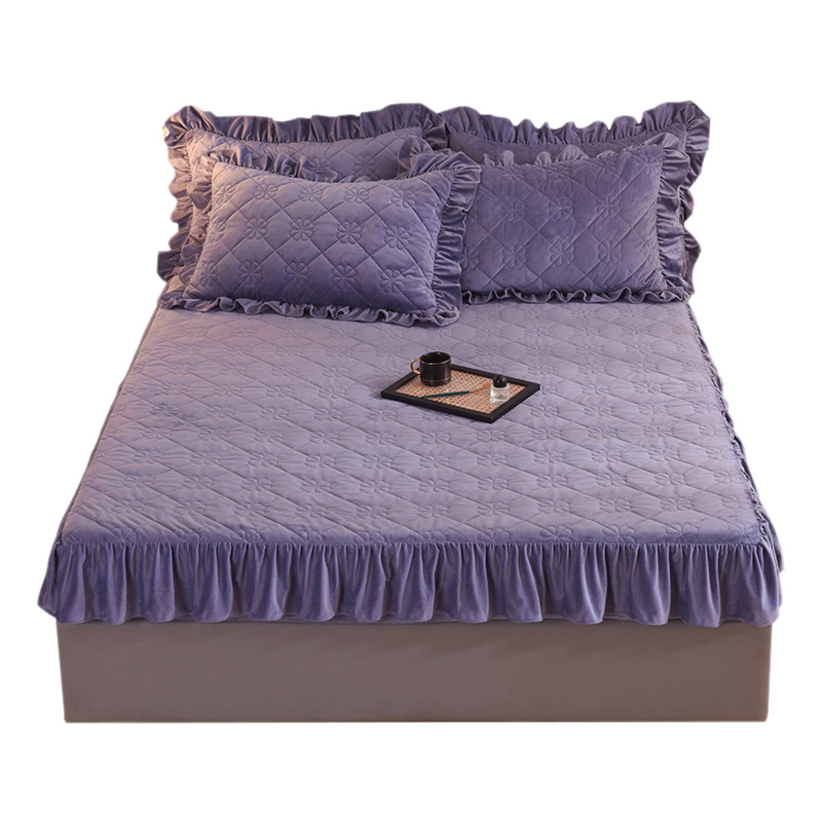TFBH Crystal Velvet Mattress Protector - Ultra Soft Breathable Quilted Bed Cover for Double/Single Beds (150x200cm) | Machine Washable | Warm & Comfortable Bedding Topper for Home, Hotel, Dormitory Use