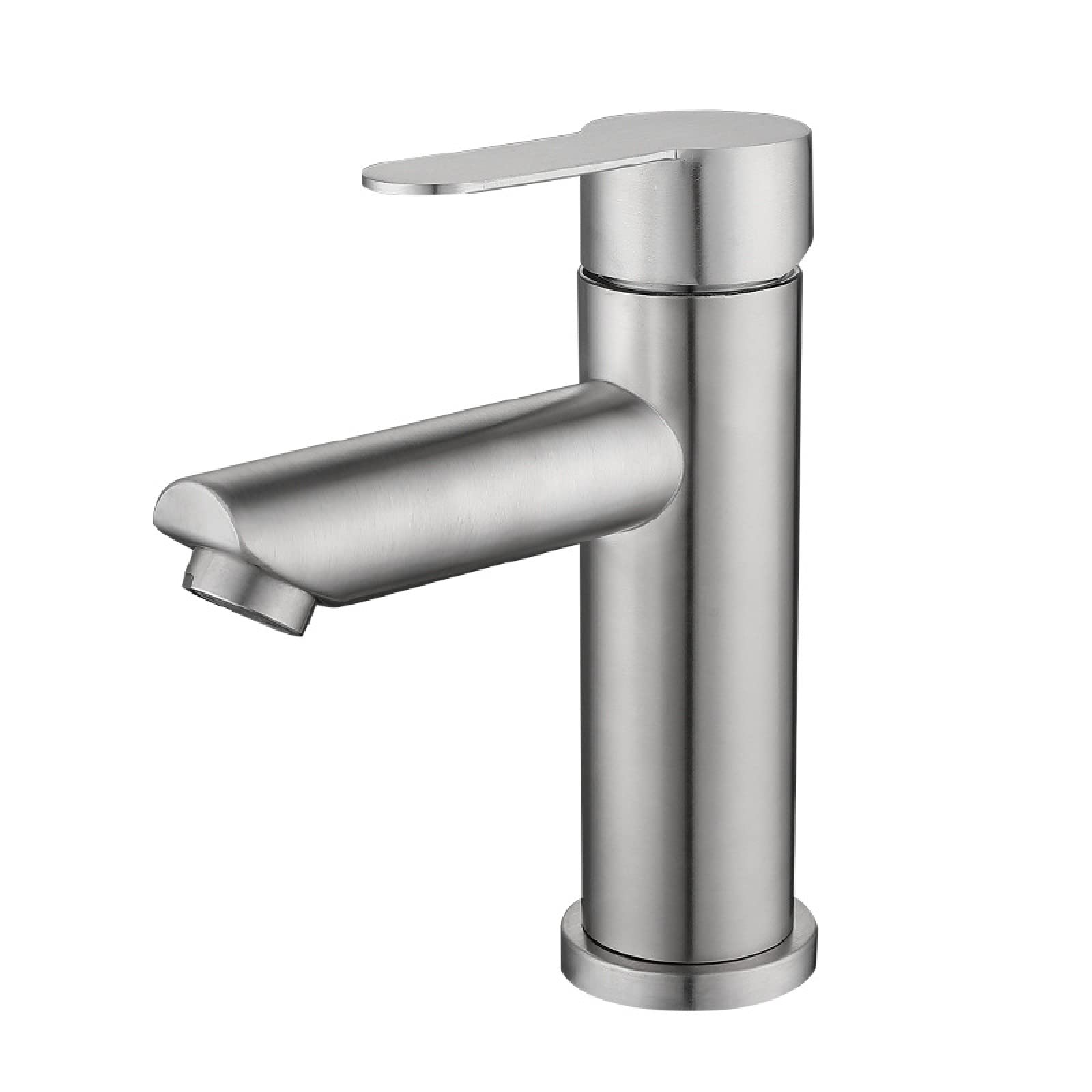 SHAUNI Brushed Stainless Steel Single Handle Bathroom Sink Faucet - Modern Waterfall Design for Vanity, Powder Room & Guest Bath
