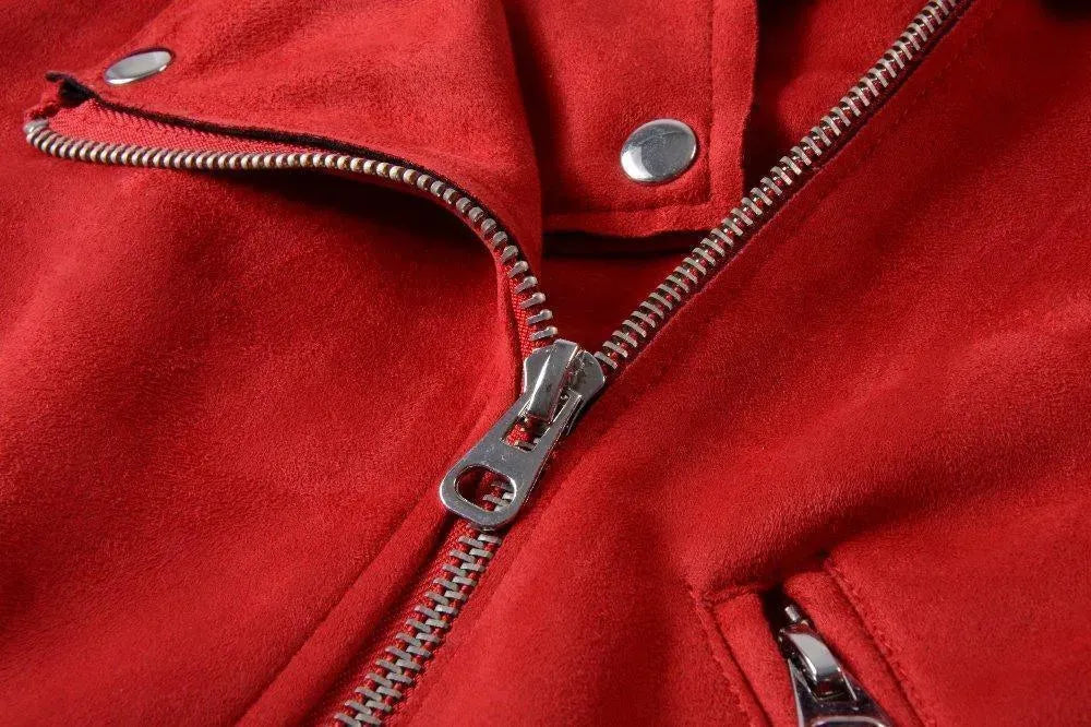 Women's Biker Suede Leather Jacket - Stylish Motorcycle Jacket for Ladies - Perfect for Riding, Casual Outfits & Night Out