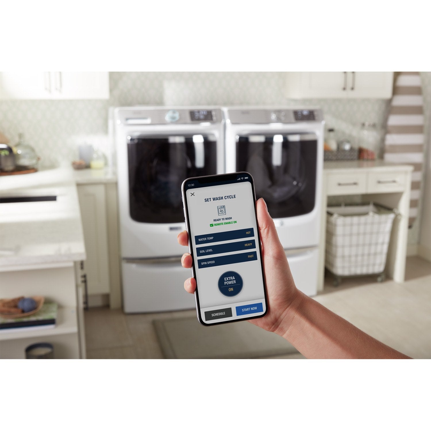Maytag White Front Load Washer 5.8 cu ft & Gas Dryer 7.3 cu ft Laundry Set MHW8630HW/MGD8630HW - Perfect for Large Families & Heavy Duty Laundry Needs