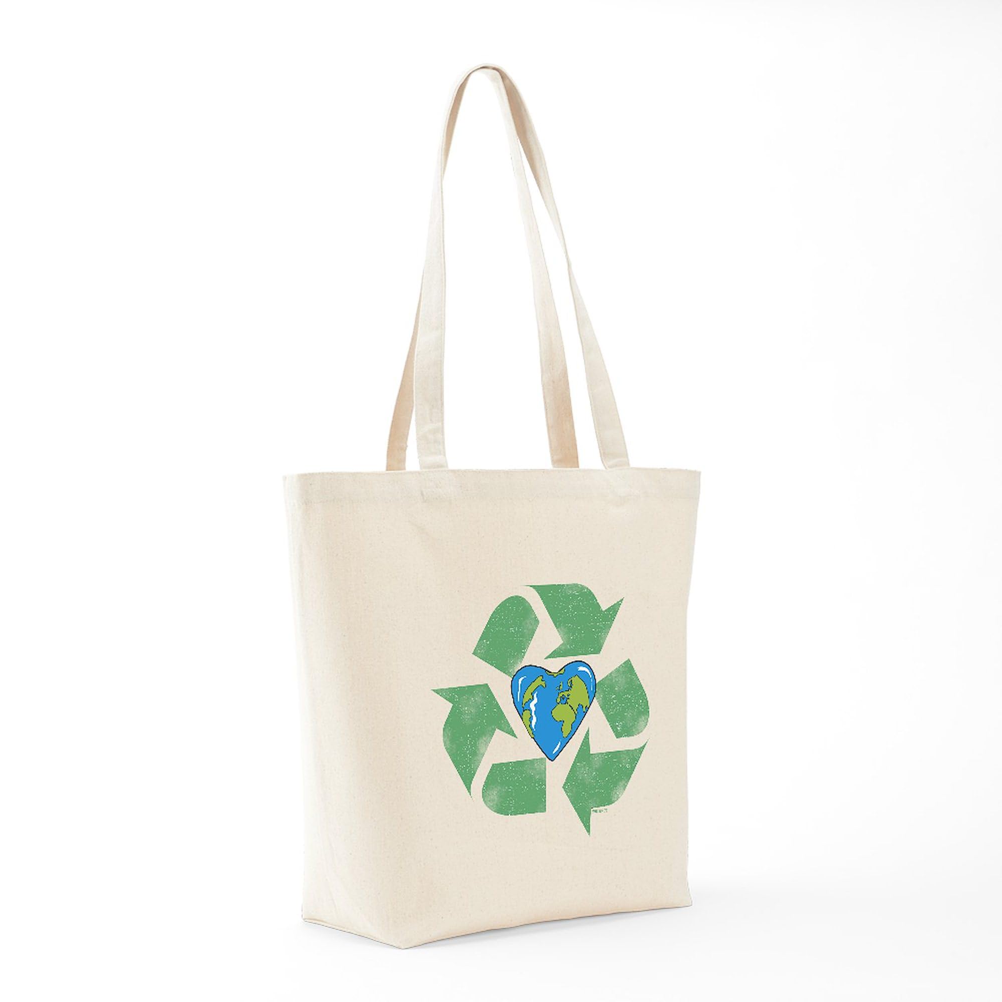 Eco-Friendly Reusable Canvas Tote Bag - Earth Heart Design for Grocery Shopping & Beach Trips | Natural Cotton Recycle Shopping Bag for Women & Men
