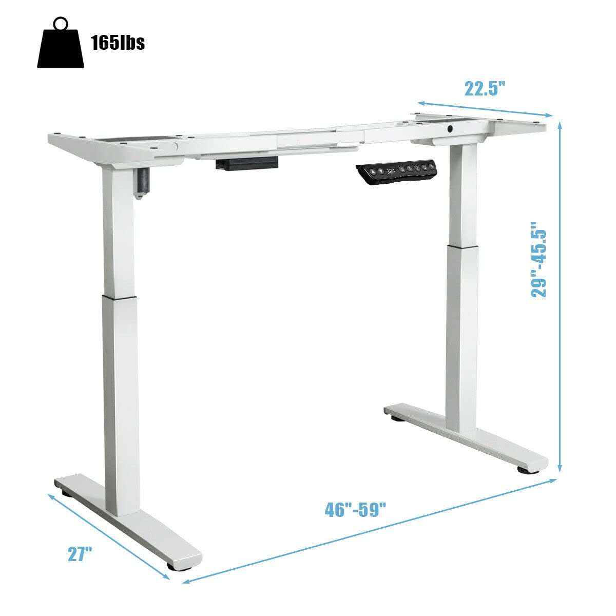 Tangkula Electric Standing Desk Frame - Adjustable Height & Width, Single Motor Ergonomic Sit Stand Desk Base with Memory Controller | Perfect for Home Office, Gaming & Workspace Setup