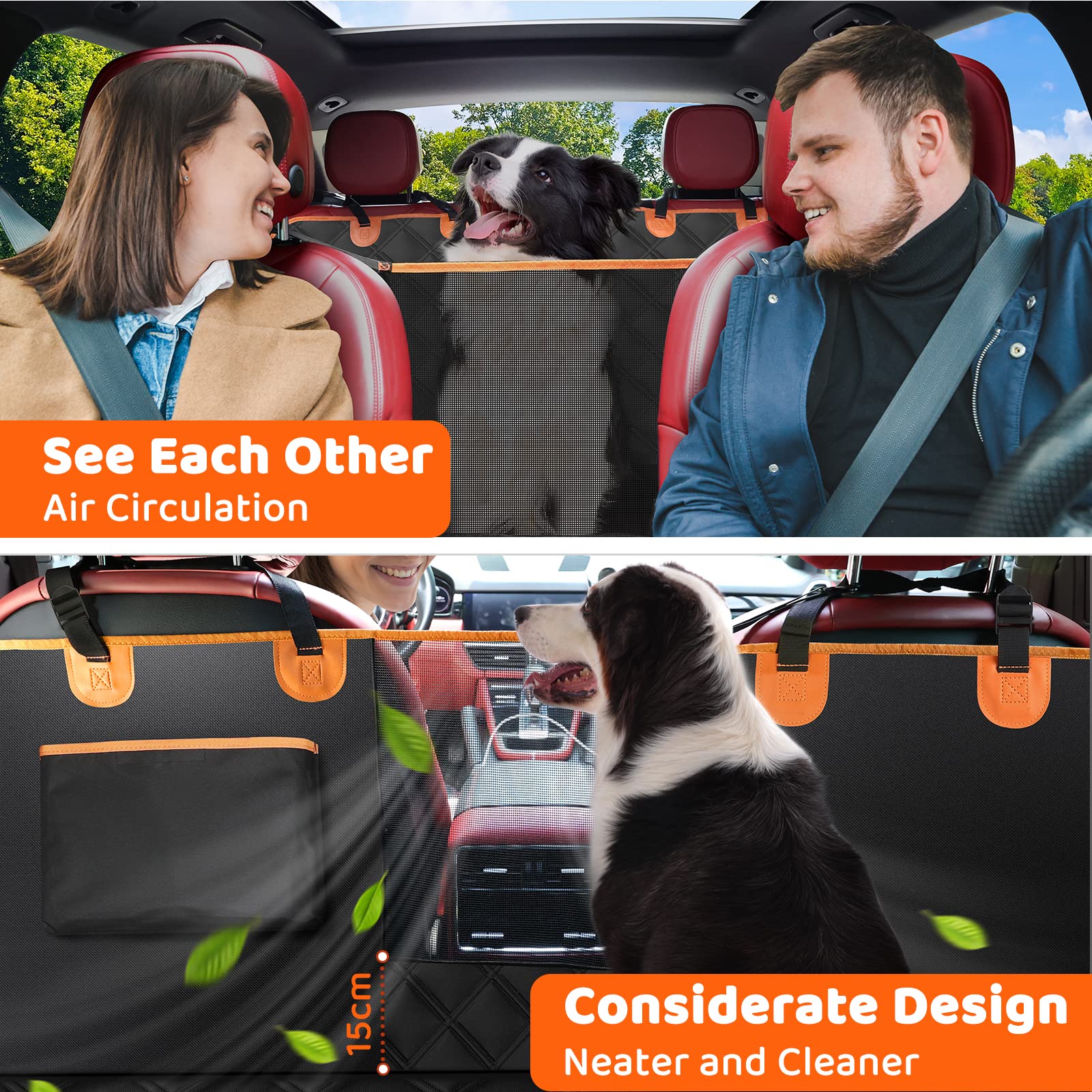 KYG X-Large Waterproof Dog Car Seat Cover with Mesh Window - Durable Nonslip Pet Hammock for SUVs & Pickup Trucks | Protects Back Seats from Scratches, Fur & Dirt | Perfect for Road Trips, Vet Visits & Outdoor Adventures