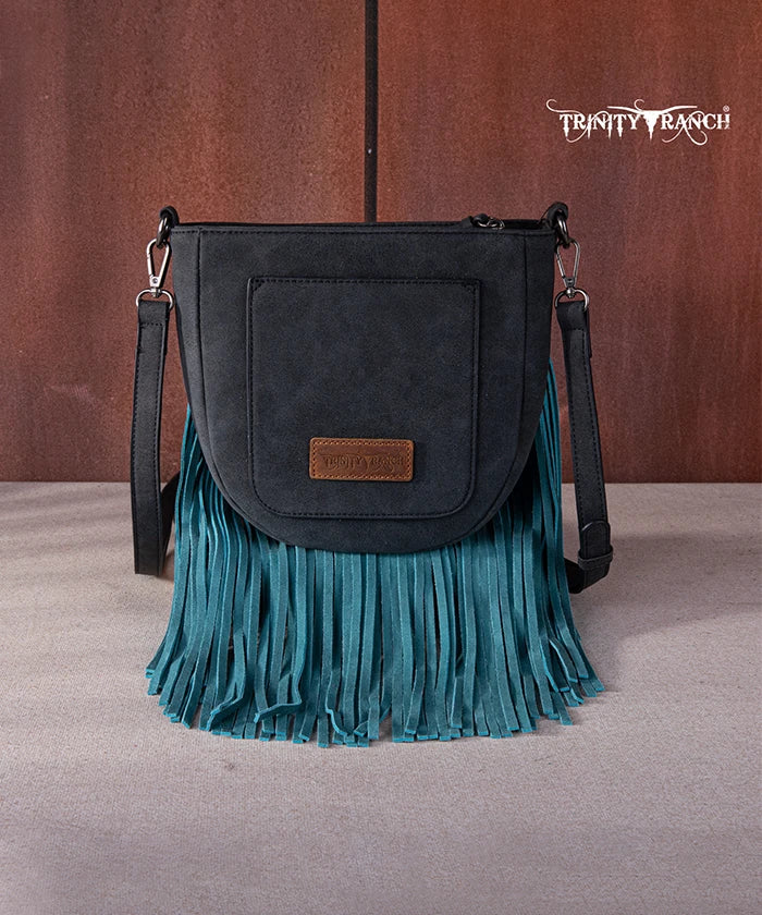 Trinity Ranch Genuine Cowhide Leather Fringe Crossbody Purse for Women - Stylish Western Boho Handbag for Daily Use, Travel & Music Festivals
