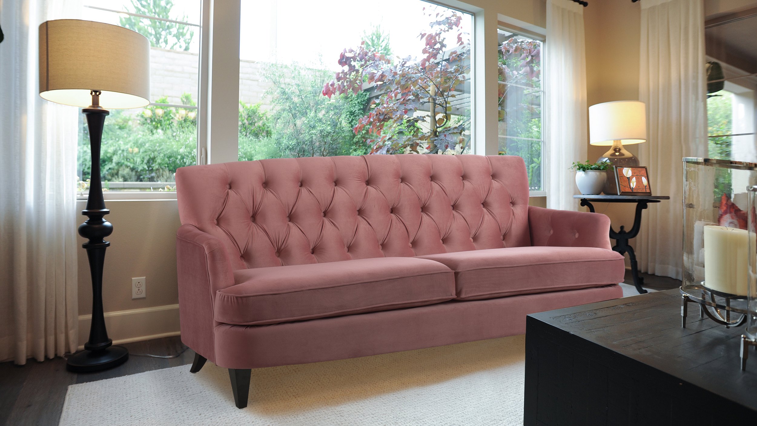 Jennifer Taylor Home Kelly Sofa - Modern Upholstered Loveseat in Ash Rose | Perfect for Living Rooms, Apartments & Cozy Spaces