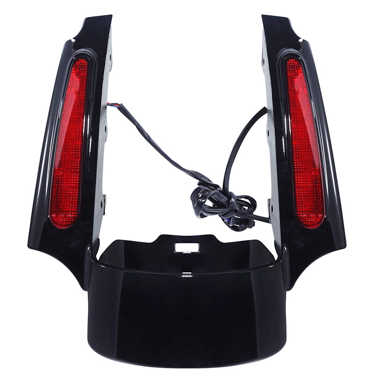 Harley Davidson Touring Models 2009-2013 Rear Fender Fascia Set with Integrated LED Stop/Tail/Turn Signal Lights - Black Housing with Red Lens - Perfect for Custom Motorcycle Upgrades and Night Riding Safety