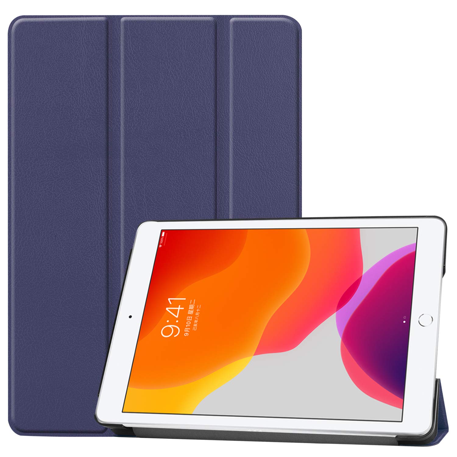 Slim Lightweight Protective Case for iPad 8th/7th Generation 10.2 Inch (2020/2019) - Auto Sleep/Wake Trifold Stand Cover - Navy Blue | Perfect for Work, Study & Travel