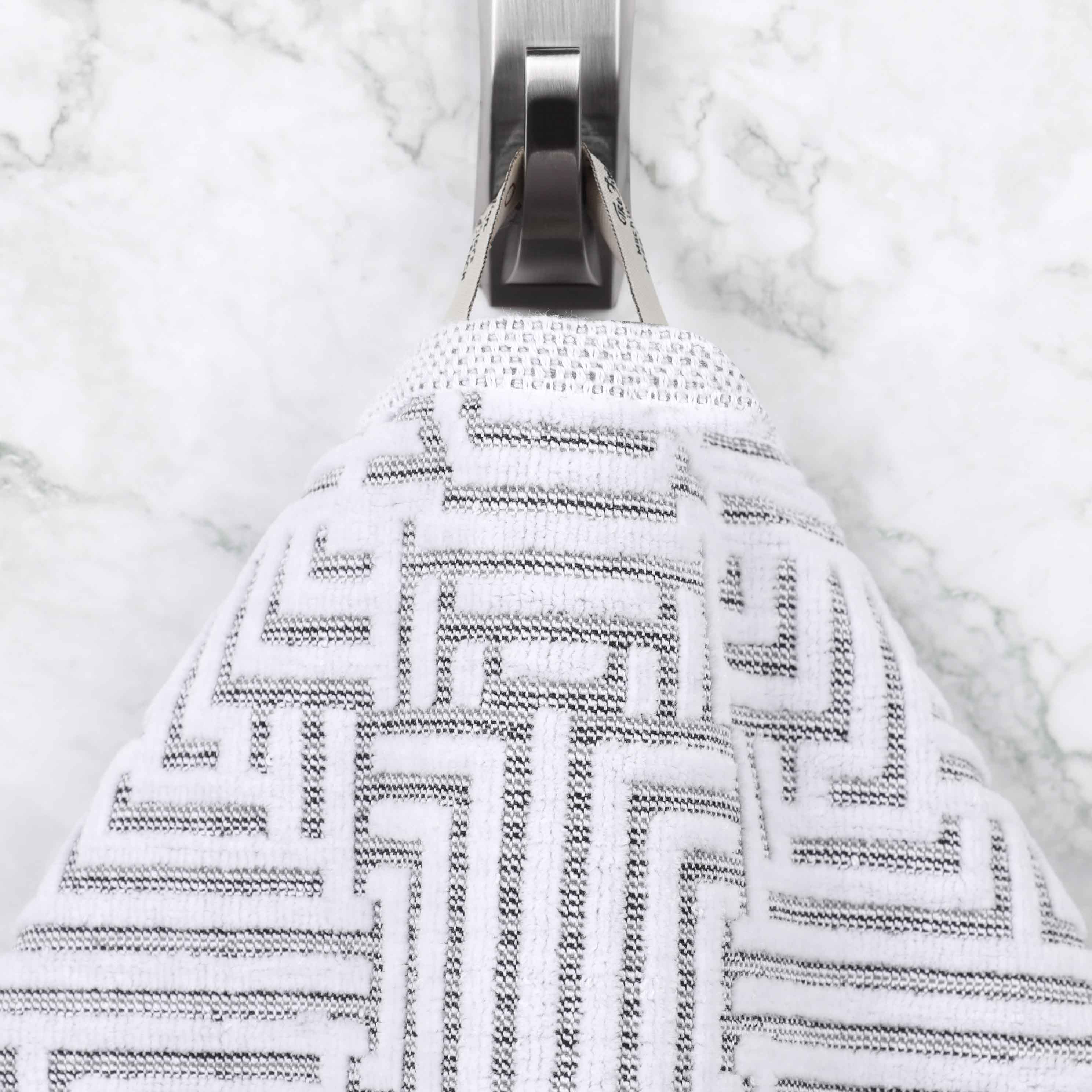 Premium Cotton Modern Geometric Jacquard Plush Face Towel Washcloth Set of 12 - Soft Bath & Spa Essentials for Gentle Skin Care & Luxury Home Decor