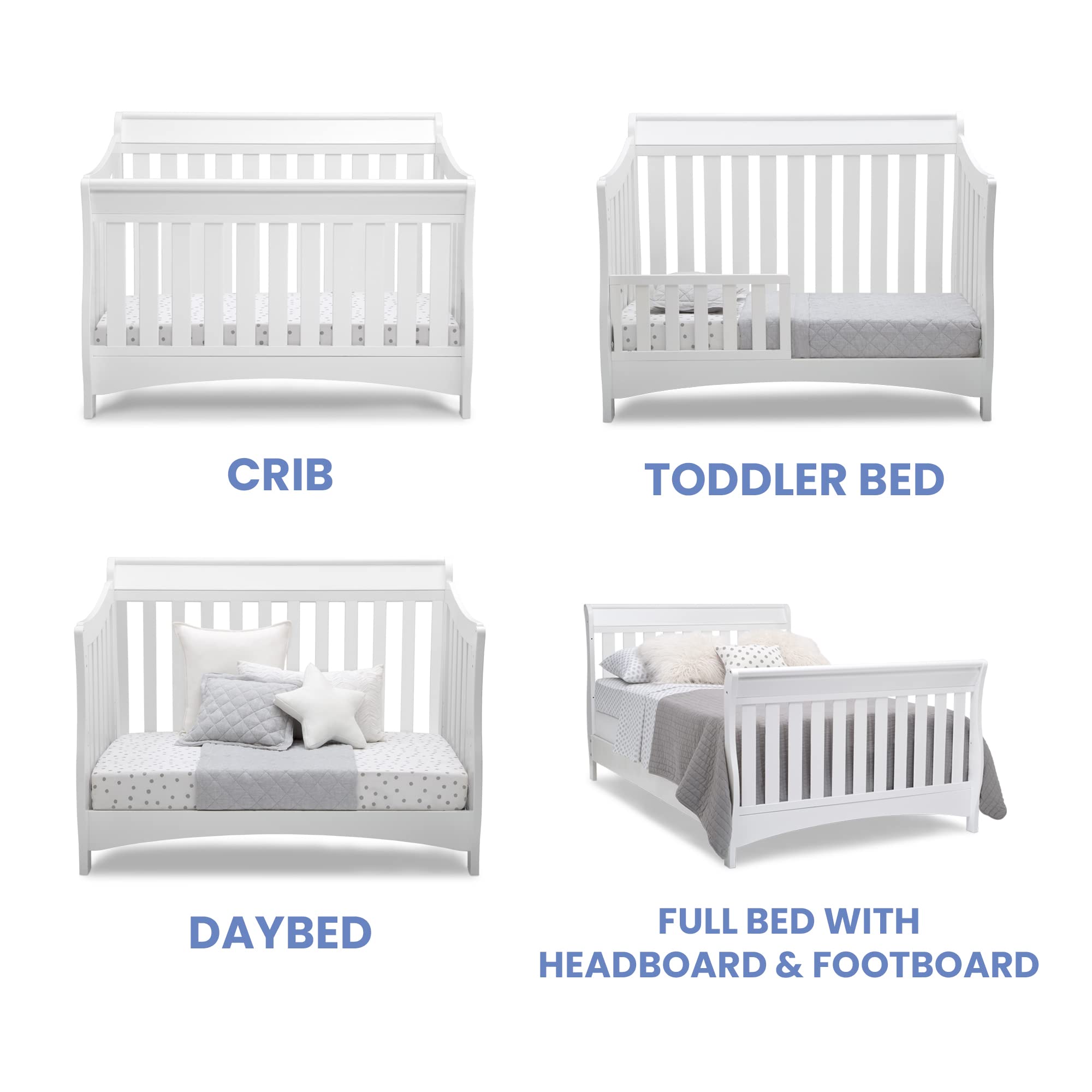 Delta Children Bentley S Series 4-in-1 Convertible Crib in White with Serta Perfect Slumber Dual-Sided Eco-Friendly Crib Mattress - Nursery Essentials for Newborns & Toddlers | Safe Sleep Solution for Baby's First Bedroom