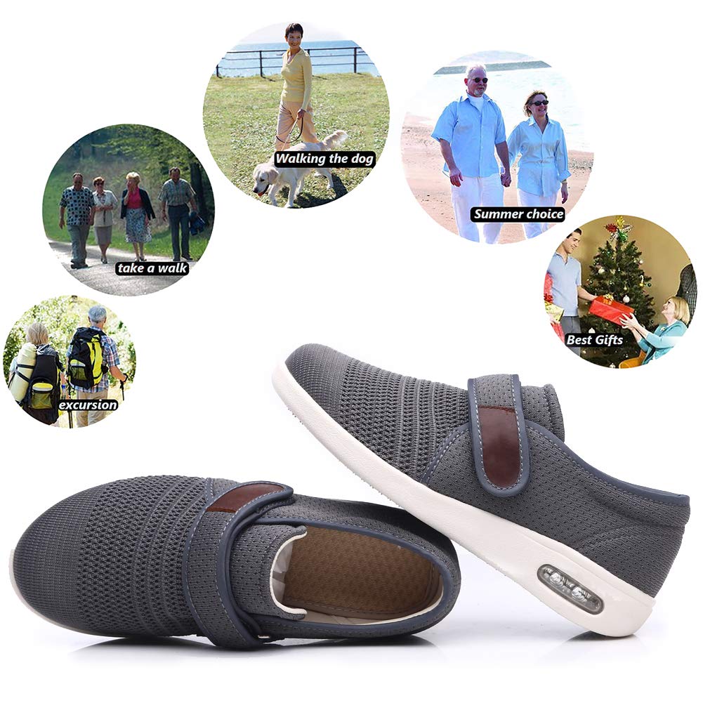 W&LESVAGO Men's Diabetic Shoes with Adjustable Closures - Lightweight Non-Slip Wide Width Walking Shoes for Elderly, Edema, Plantar Fasciitis & Arthritis - Comfortable Footwear for Swollen Feet - Ideal for Daily Walking, Nursing & Pain Relief