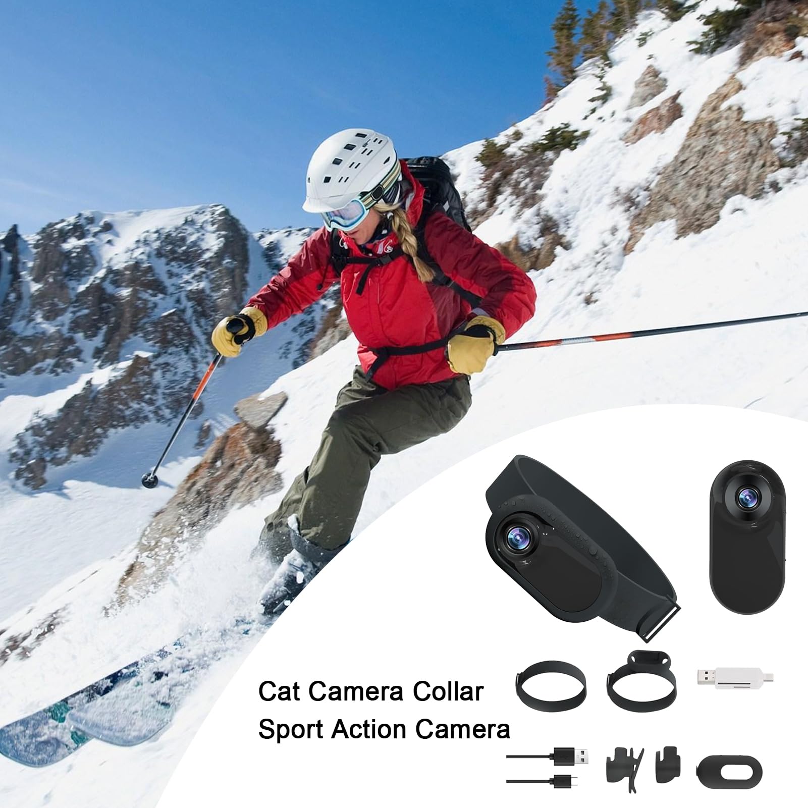 HD 1080P Wireless Cat Collar Camera - Mini Pet Action Camera with Video Recording for Outdoor Adventures, Home Monitoring & Training