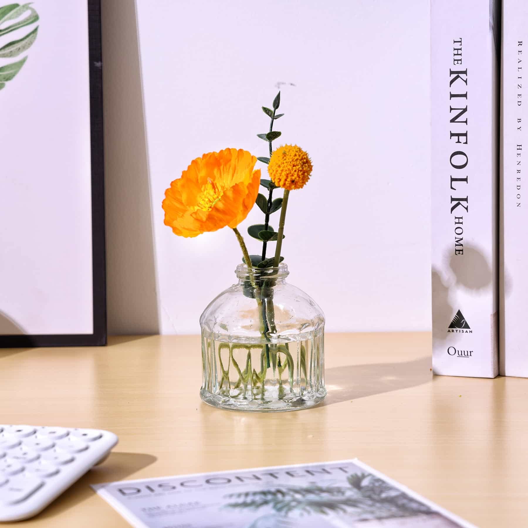 6-Piece Glass Bud Vase Set - Small Clear Flower Vases for Floral Arrangements, Rustic Home Decor Centerpieces - Perfect for Living Room, Office, Wedding & Event Decorations | Elegant Tabletop Displays & Gift Ideas