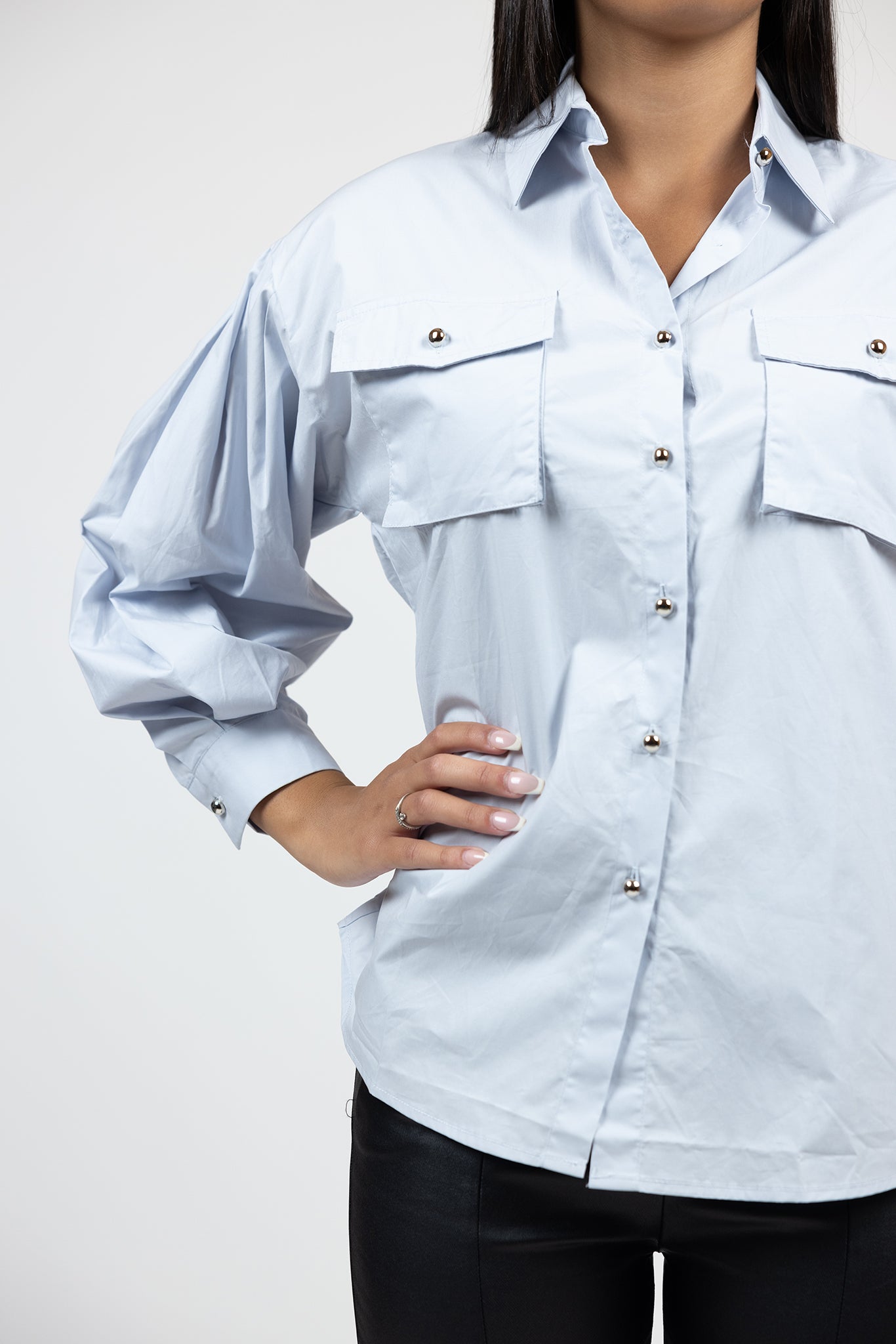 Inez Pocket Shirt for Women - Stylish Casual Button Down Shirt with Front Pocket - Perfect for Office, Travel & Everyday Wear