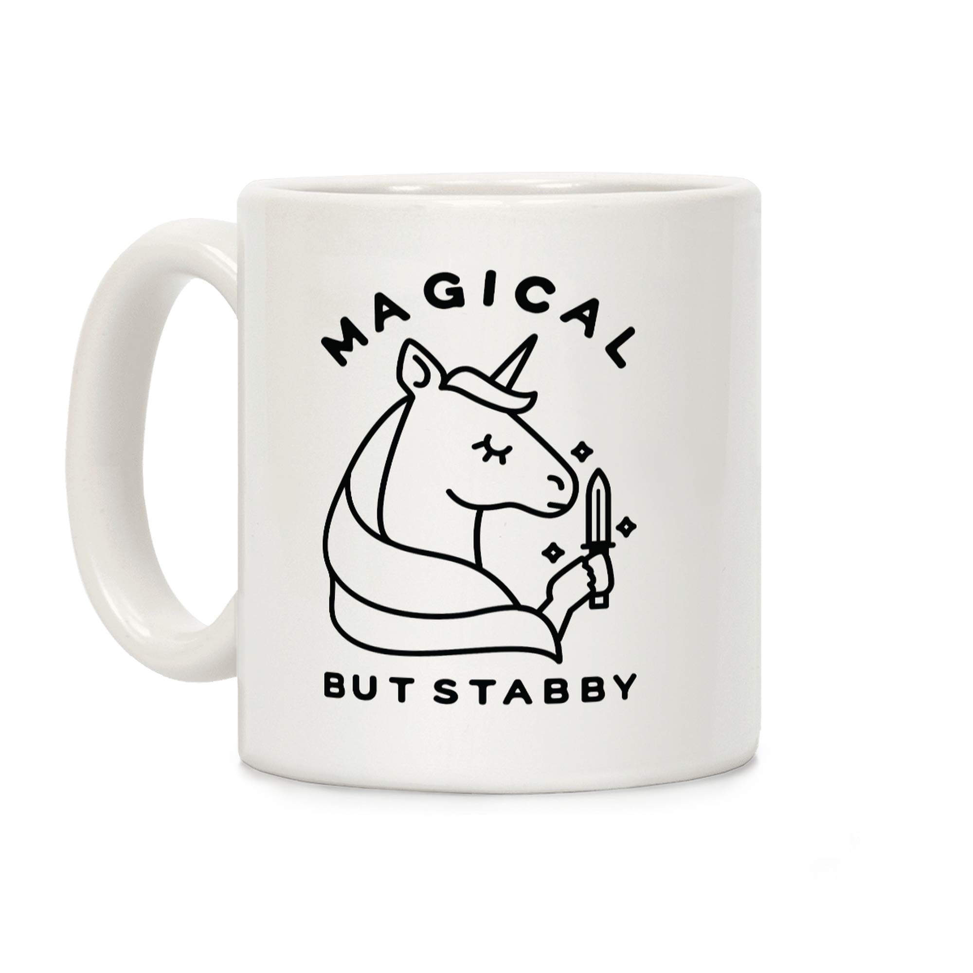LookHUMAN Magical But Stabby 11oz Ceramic Coffee Mug - Funny Novelty Gift for Witches & Wizards - Perfect for Tea, Coffee & Office Use