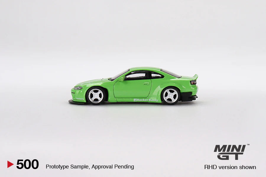 MINIGT 1:64 Scale Nissan Silvia S15 Pandem Rocket Bunny Diecast Model Car - Green - Collectible Toy for Display, Racing Games & Car Enthusiasts