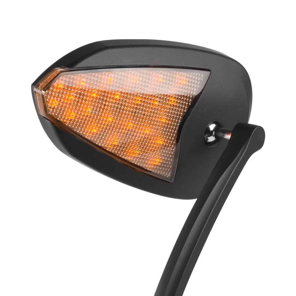 KiWAV Black Motorcycle Mirrors with LED Running Lights & Turn Signals - Compatible with Harley Davidson for Enhanced Visibility & Safety on Night Rides