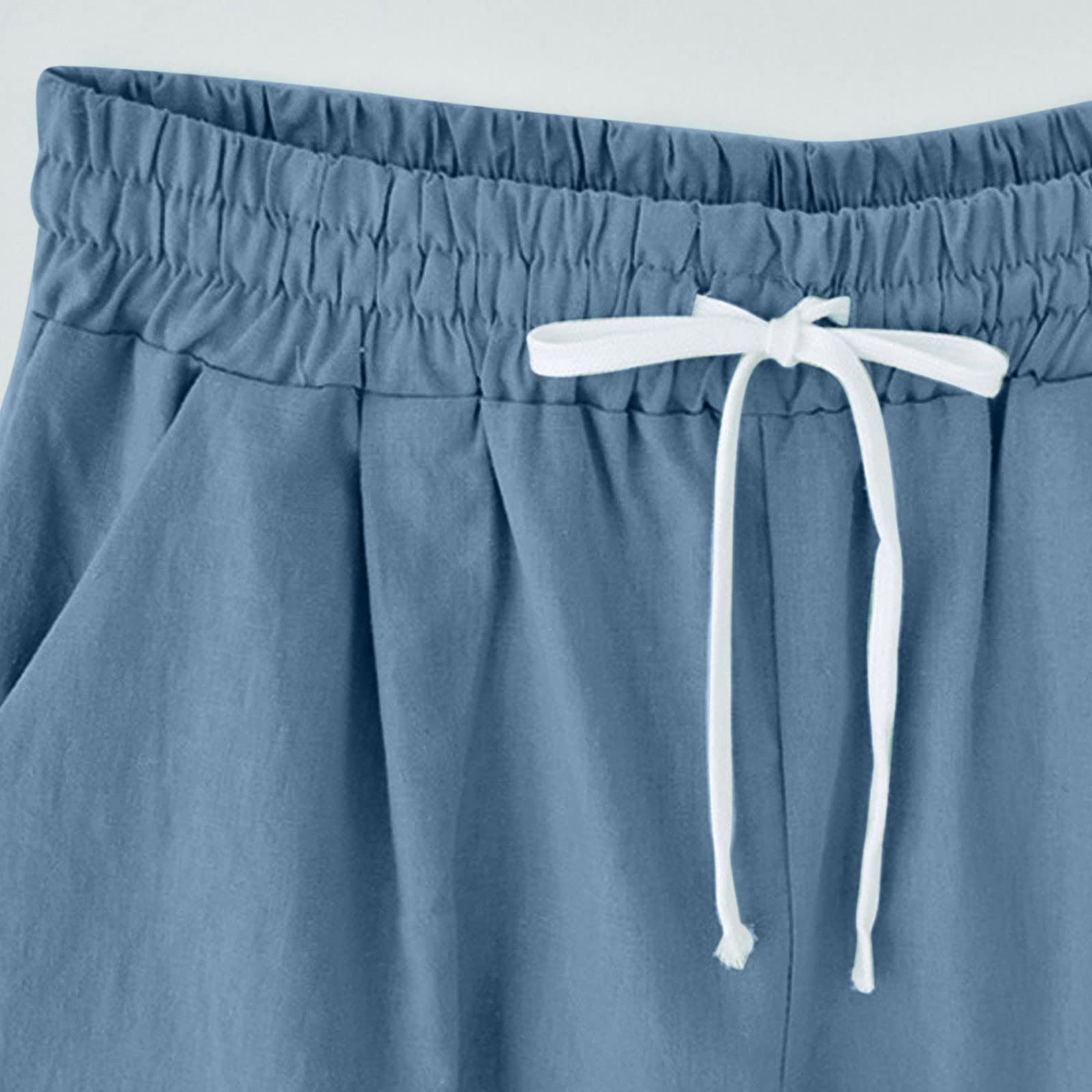 Women's Bermuda Shorts - Cotton Elastic Drawstring Summer Beach Shorts with Pockets | Plus Size Casual Wear for Outings & Vacations