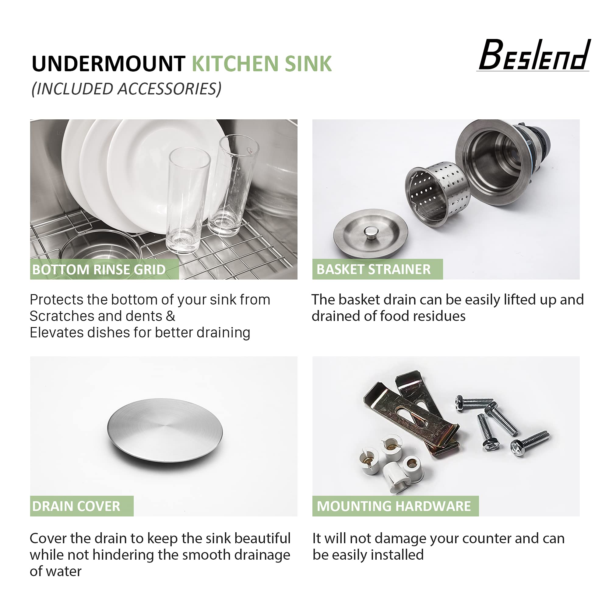 33x19x10 Inch 60/40 Undermount Double Bowl Kitchen Sink - 16 Gauge Stainless Steel for Modern Home Cooking & Cleaning