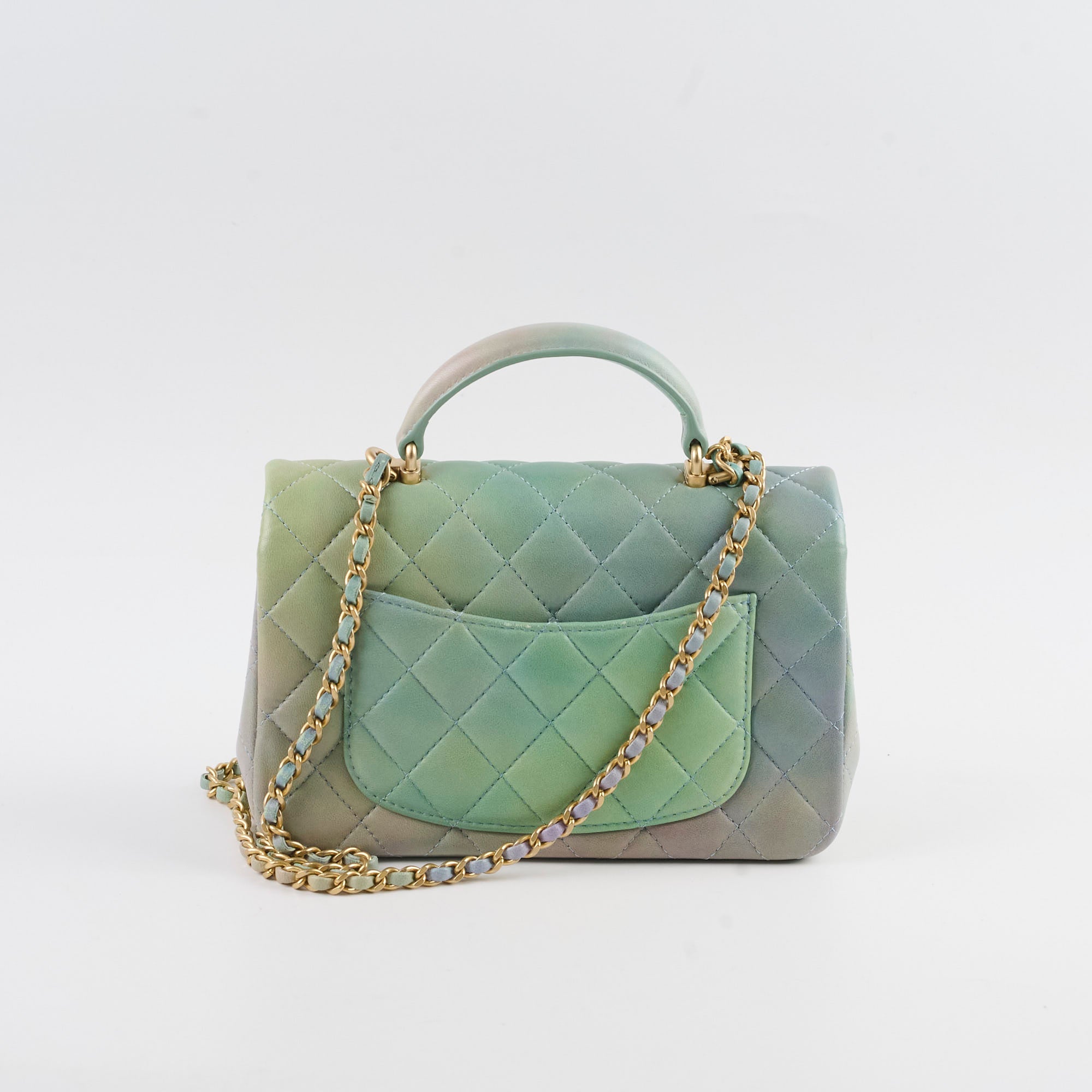 Chanel Mini Rectangular Lambskin Top Handle Bag in Ombre Green with Microchip - Perfect for Evening Events, Date Nights & Luxury Fashion Collectors