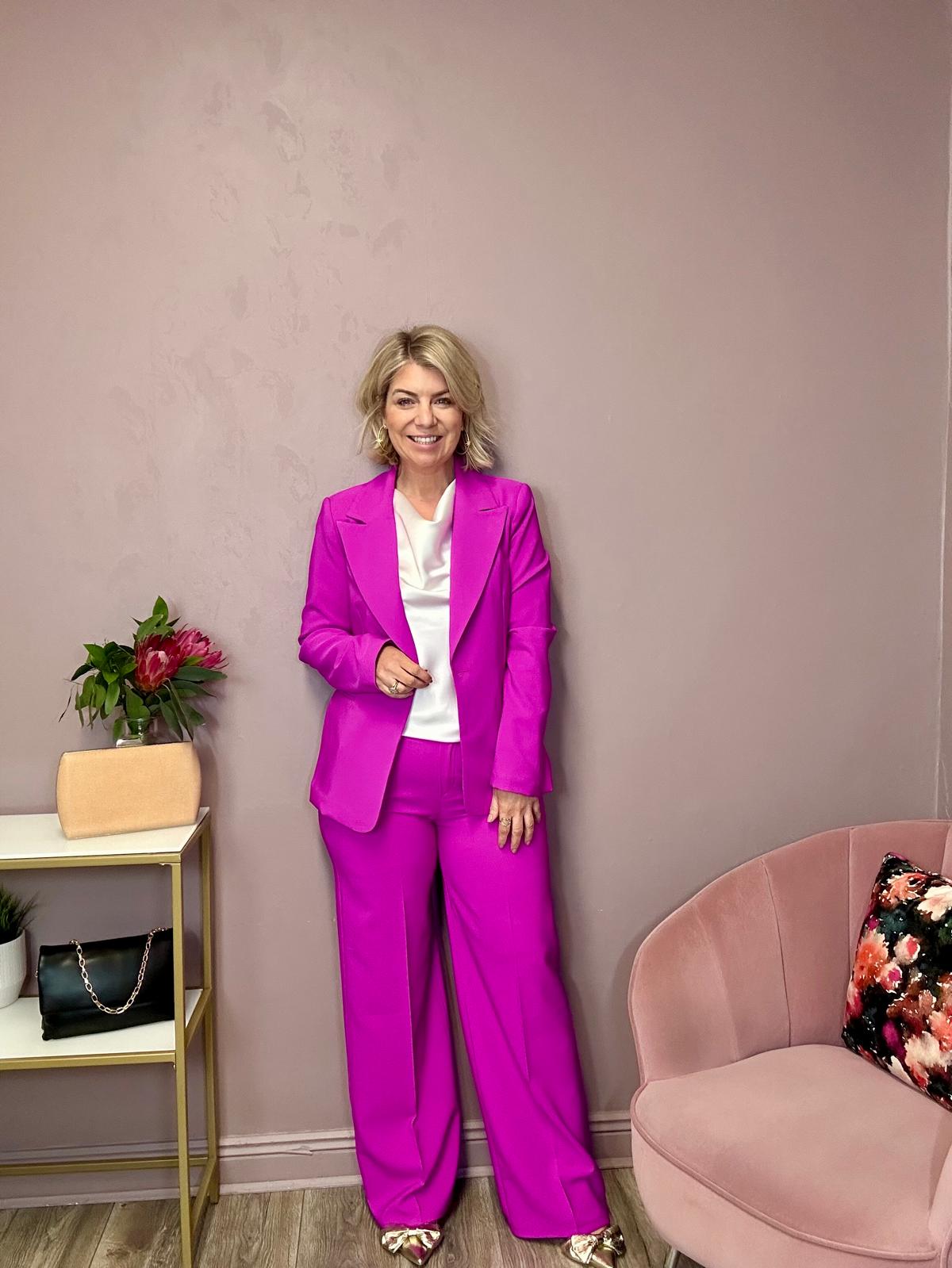 Clarissa Women's Blazer Jacket - Magenta Pink Formal Office Wear for Business & Professional Outfits