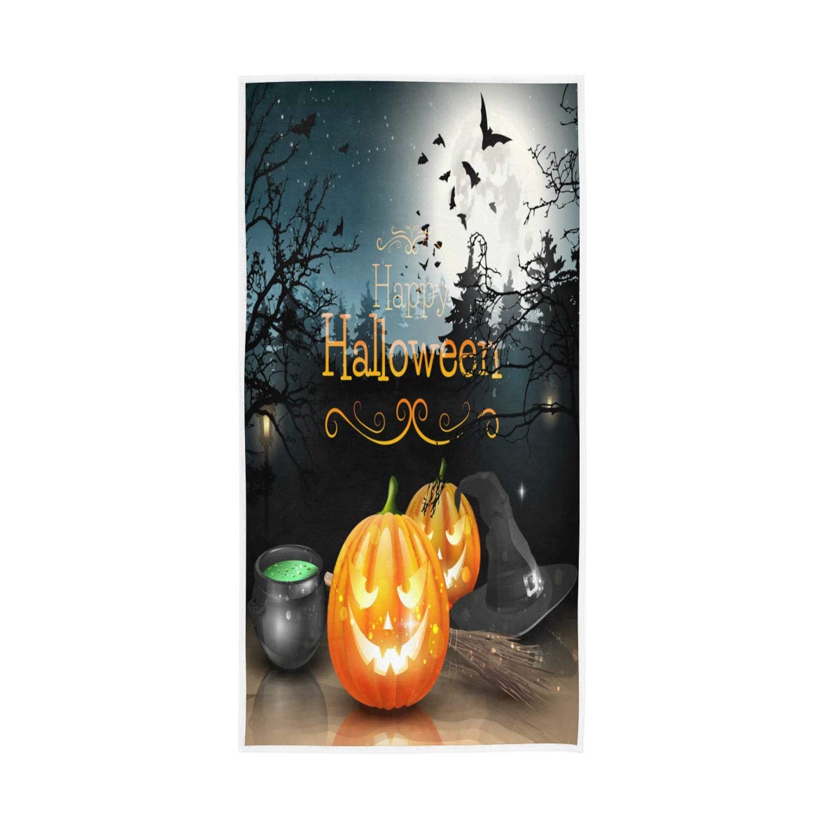 ALAZA Halloween Pumpkin Spooky Forest Hand Towel - 15x30 Inch Absorbent Cotton Multipurpose Towels for Yoga, Gym, Face Spa, Bathroom, Kitchen, Hotel & Home Decor - Perfect for Halloween Party, Fall Decorations & Seasonal Gifts