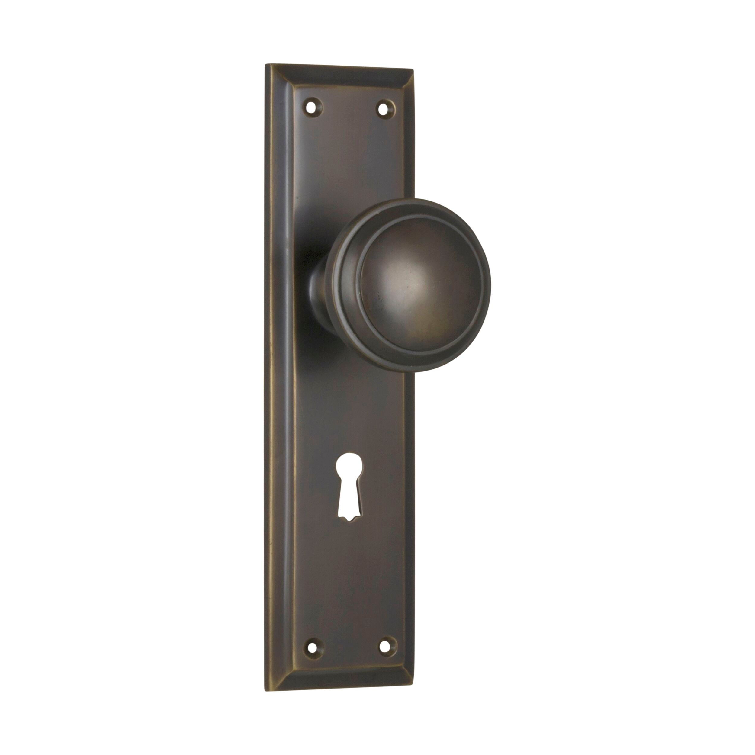 Vintage Antique Brass Door Knob Lock Set - Milton 0725 (H200xW50xP73mm) for Bedroom, Bathroom & Interior Doors - Classic Hardware for Home Decor