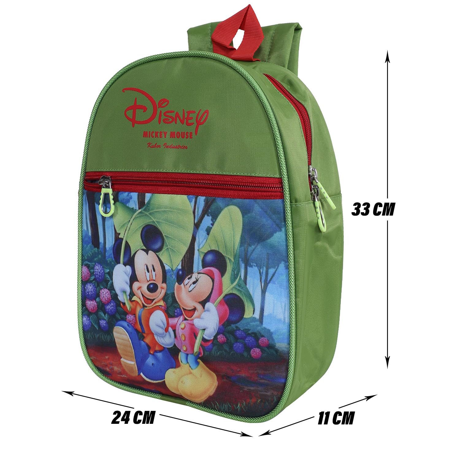 Disney Mickey Mouse Kids School Backpack for Boys & Girls - 2 Compartment Small Bookbag for Elementary Students | Lightweight Green School Bag for Daily Use, Travel & Outdoor Activities