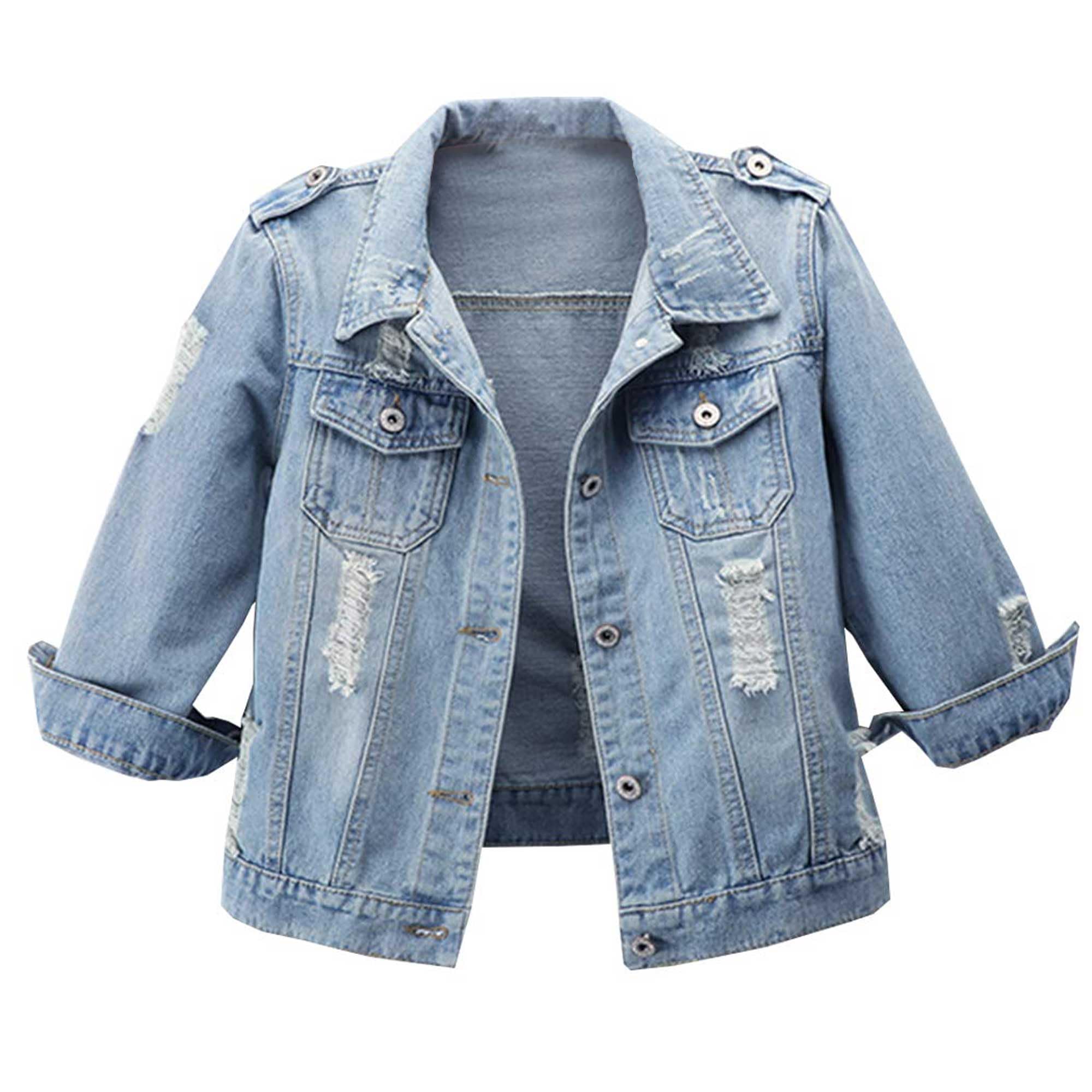 Vintage Light Blue Denim Jacket for Women - 3/4 Sleeve Retro Jean Coat for Fall Fashion | Perfect for Casual Outfits, Date Nights & Autumn Layering