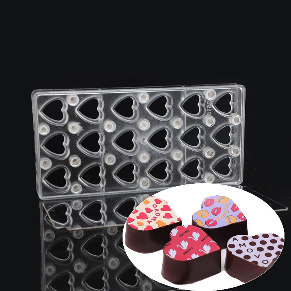 Premium Polycarbonate Chocolate Transfer Sheet Mold - Heart Shaped DIY Candy Making Tool for Handcrafted Chocolates, Baking Decorations & Valentine's Gifts (19325) | Perfect for Home Baking, Professional Confectionery & Romantic Gift Packaging