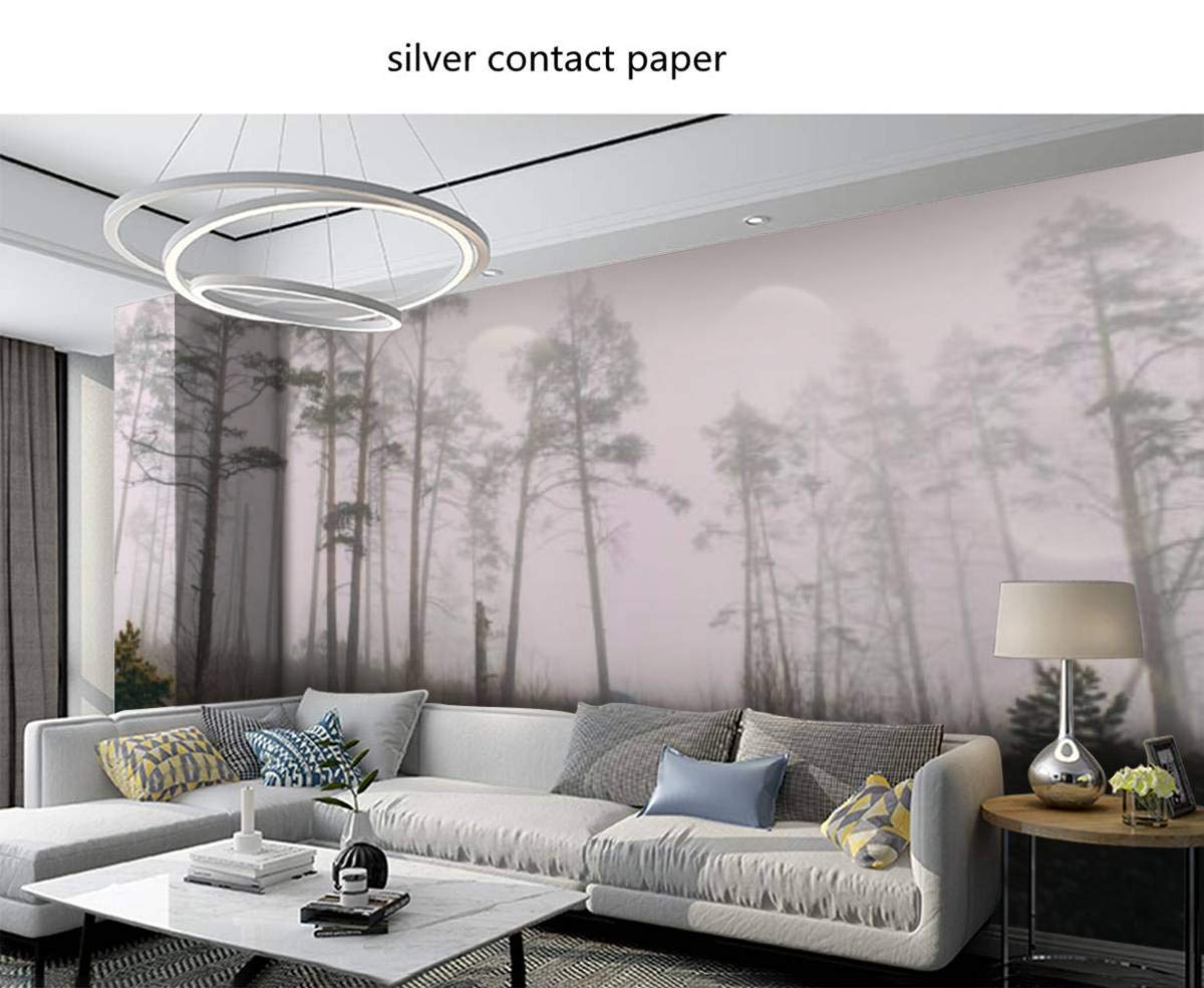 Self-Adhesive Removable Peel & Stick Forest Wall Mural - Grey Lightweight Tent in Foggy Mystic Forest Wallpaper for Living Room Decor | Home Craft Wall Decal, Wall Poster Sticker | Perfect for Bedroom, Nursery & Office Wall Art
