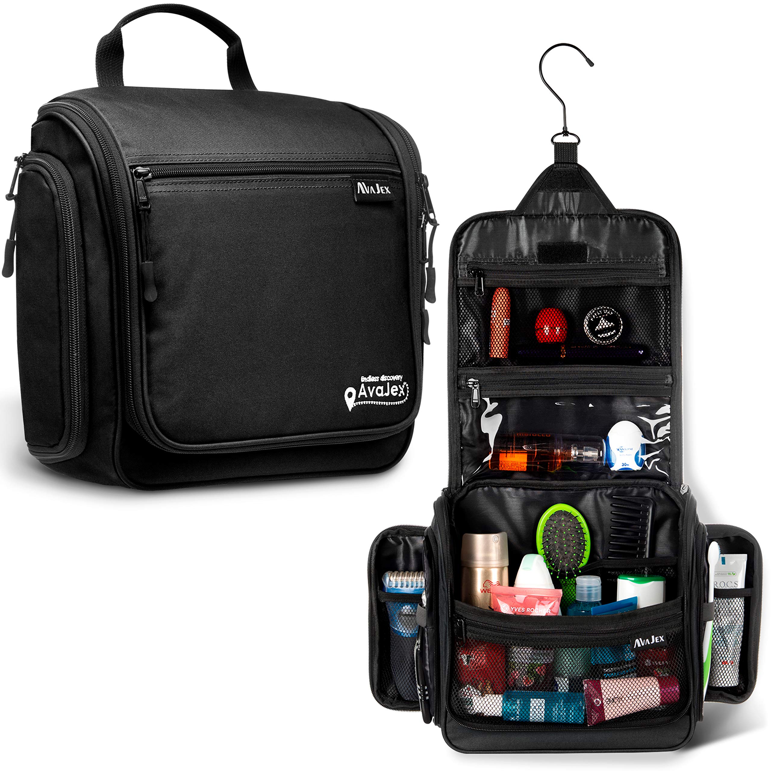 Waterproof Hanging Toiletry Bag for Travel - Large Cosmetic Organizer with 19 Compartments & Metal Swivel Hook - Perfect for Toiletries, Makeup, Cosmetics - Ideal for Camping, Gym, Business Trips and Vacation Packing