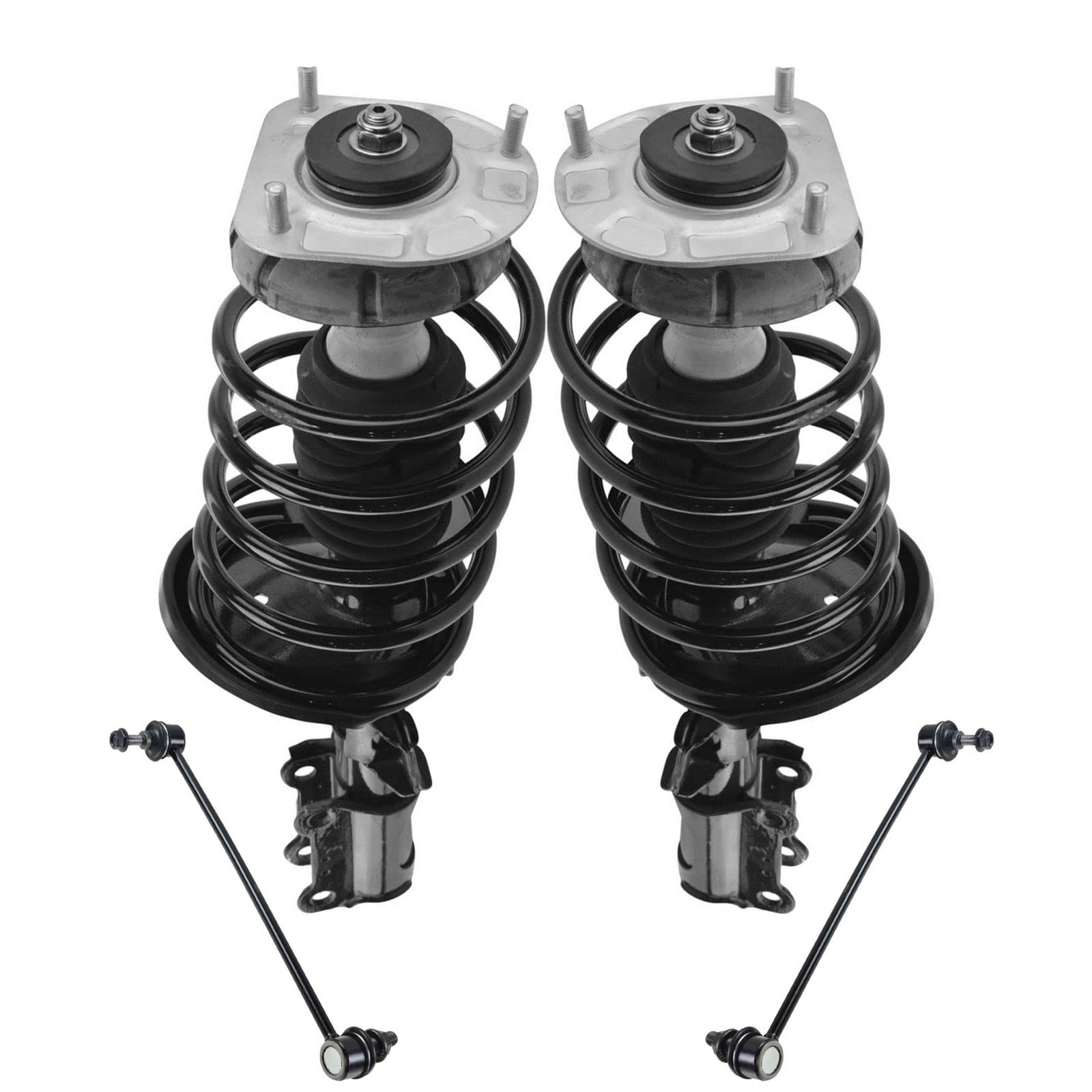 TRQ Front Suspension Kit - Complete Strut & Coil Spring Assembly with Sway Bar Stabilizer Link - Compatible with 2001-2009 Volvo S60, 1999-2006 S80, 2001-2007 V70 - Smooth Ride & Enhanced Handling for Daily Commute & Road Trips