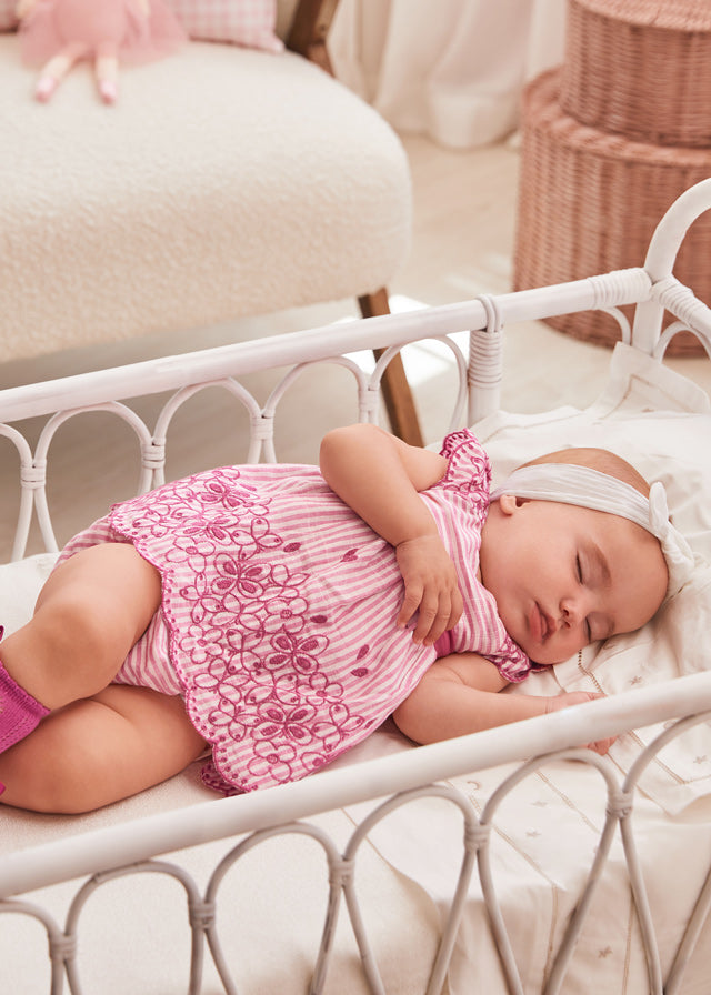Mayoral Embroidered Baby Girl Dress - Floral Tulip Rose Design | Newborn Photoshoot & Christening Outfit