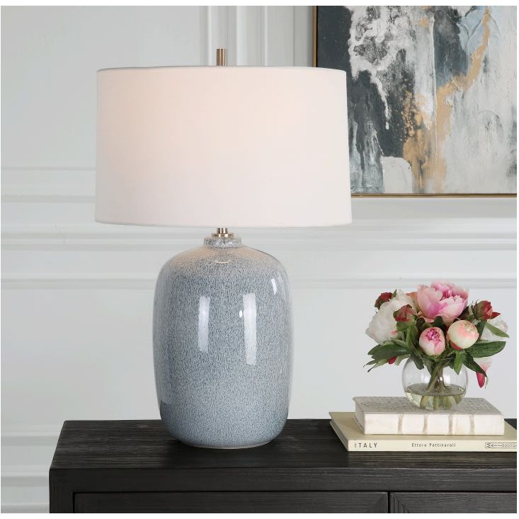 Celeste Sky Blue Table Lamp - Modern LED Nightstand Lamp for Bedroom, Living Room, Office | Dimmable Touch Control & USB Charging Port | Soft Ambient Lighting for Reading & Relaxation