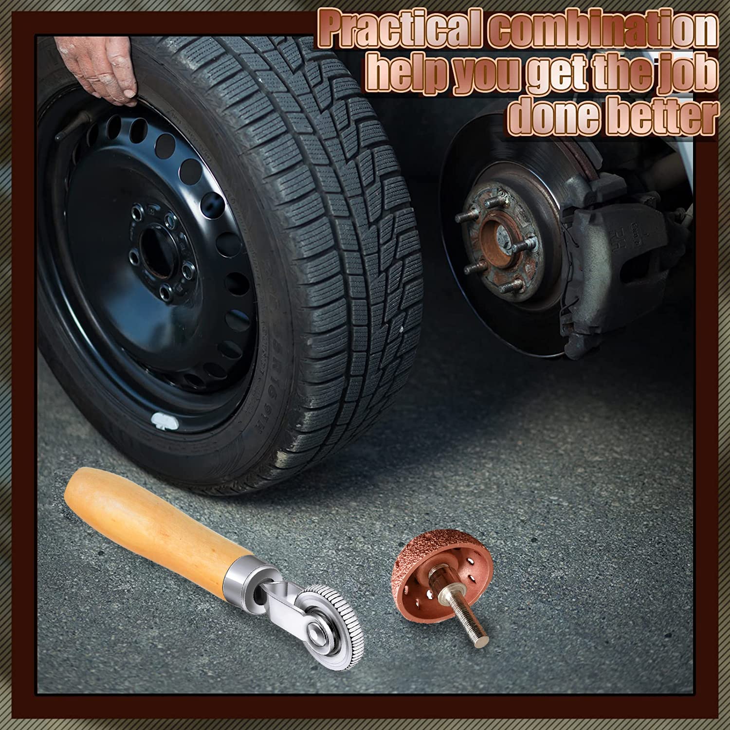 Premium Tire Patch Rollers & Tungsten Buffing Wheels - Professional Tire Repair Tool Kit for Cars, Motorcycles & Bikes | Universal Thread Rubber Grinding Tool for Smooth Tire Repairs | Perfect for DIY Enthusiasts & Auto Shops