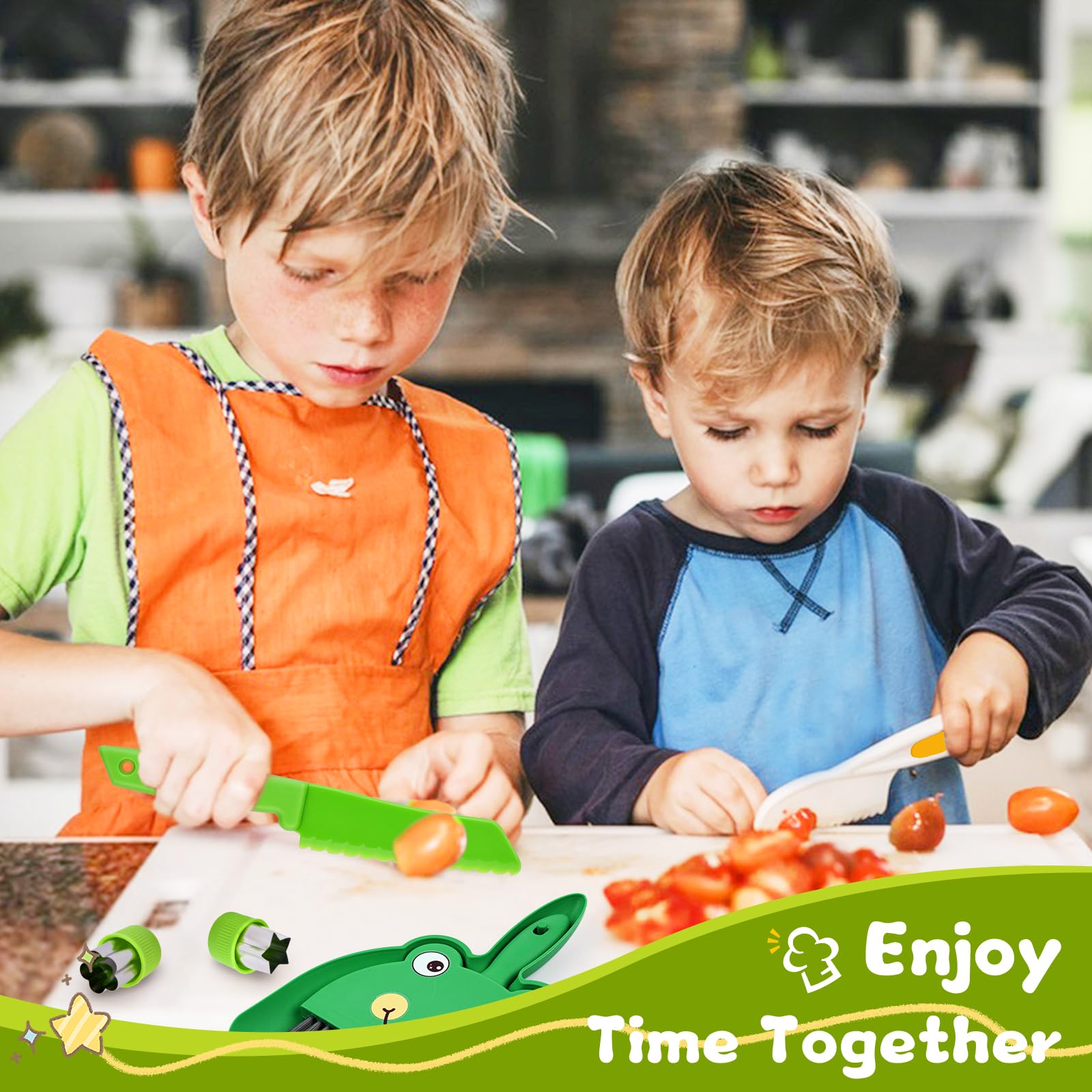 Montessori Kitchen Toys for Kids - 14pcs Realistic Cooking Play Set with Safe Knife for Toddlers Ages 2-8 | Pretend Play, Early Learning & Gift Idea for Boys & Girls | Perfect for Home, Preschool & Role-Playing Activities