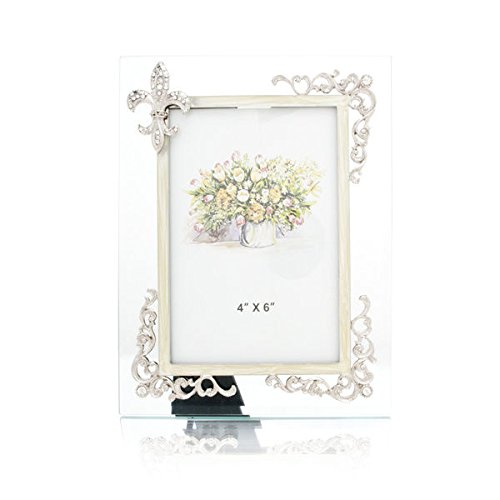 Fleur De Li Glass Picture Frame Model 1895 - Elegant Photo Display for Home Decor, Office, and Gifts