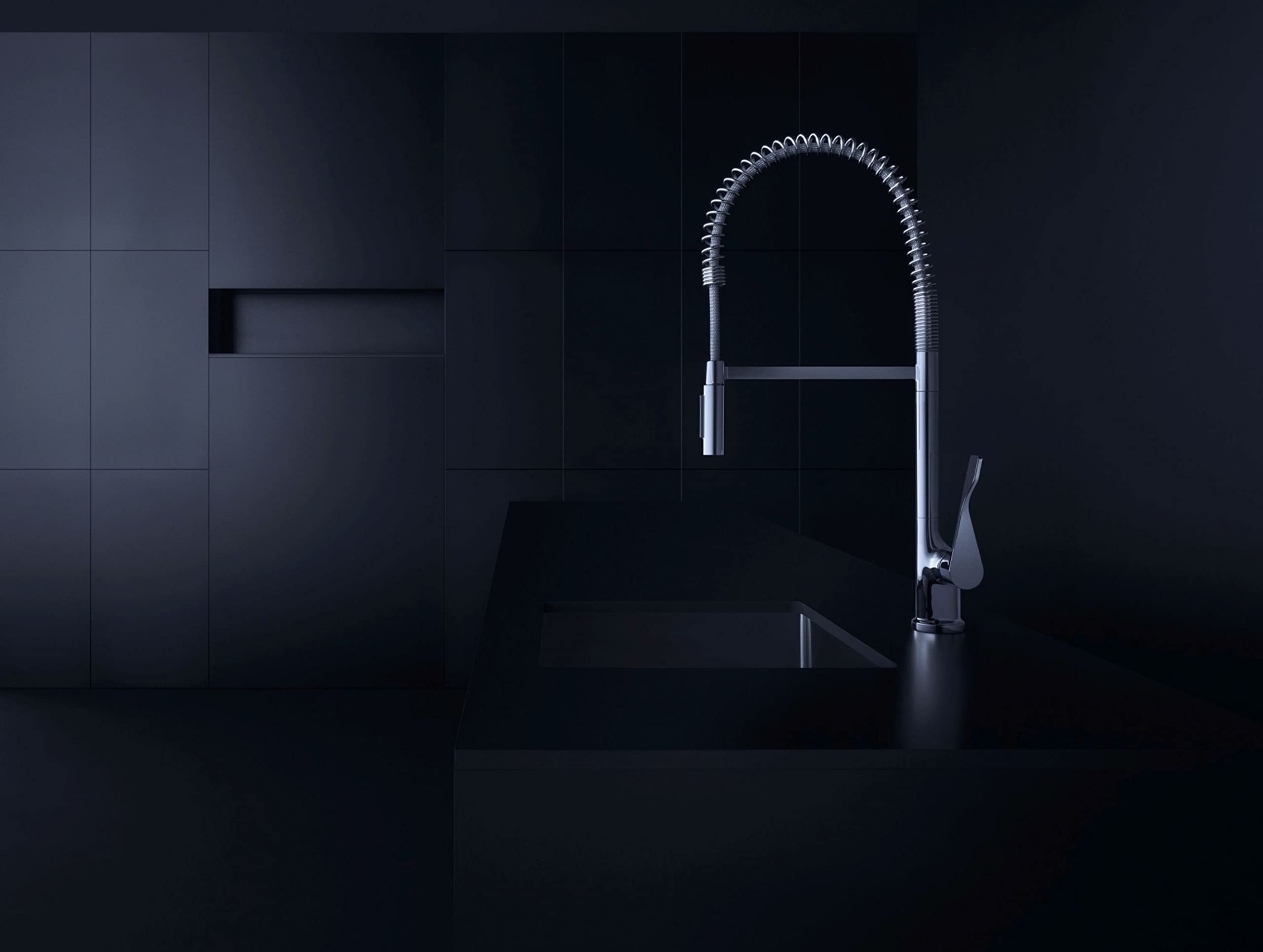 AXOR Citterio Commercial Kitchen Faucet - Stainless Steel Pull Down Sprayer Sink Faucet, 25.13