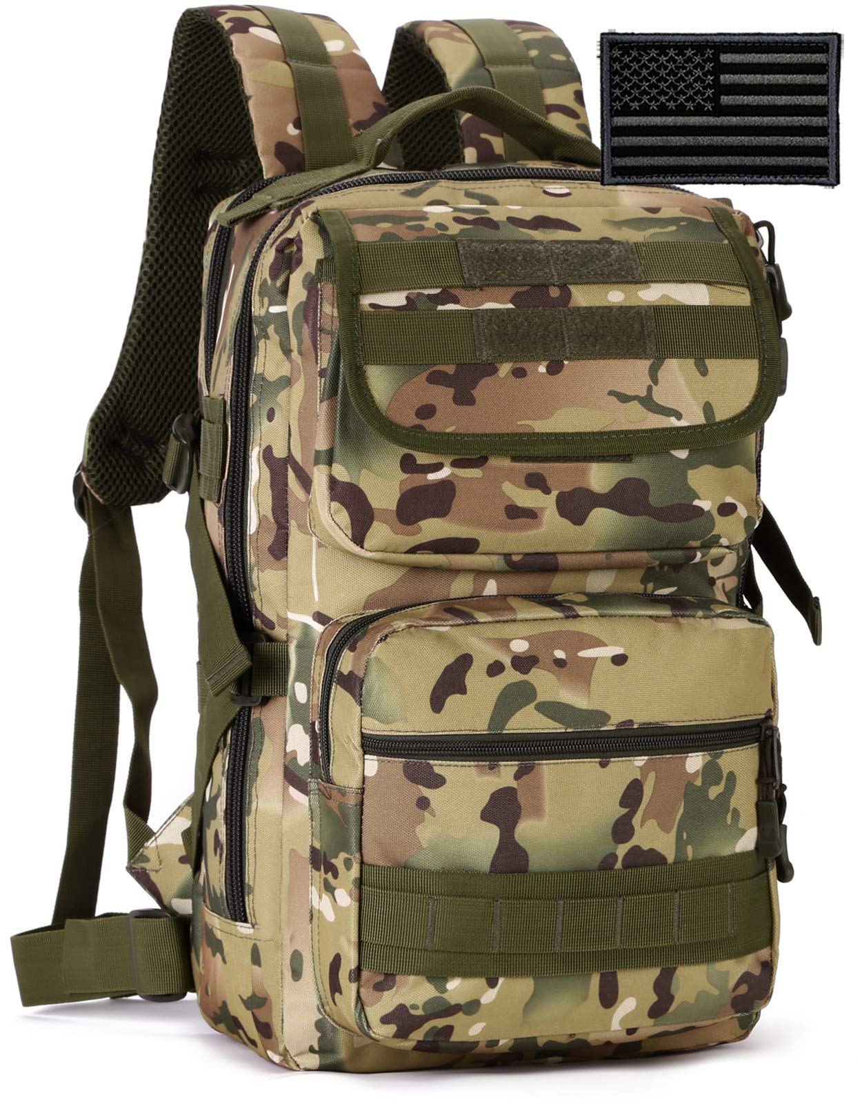 Tactical Motorcycle Backpack Small - Military MOLLE Cycling Daypack with Rain Cover & Patch | Waterproof Durable Commuter Bag for Outdoor Riding, Hiking & Travel