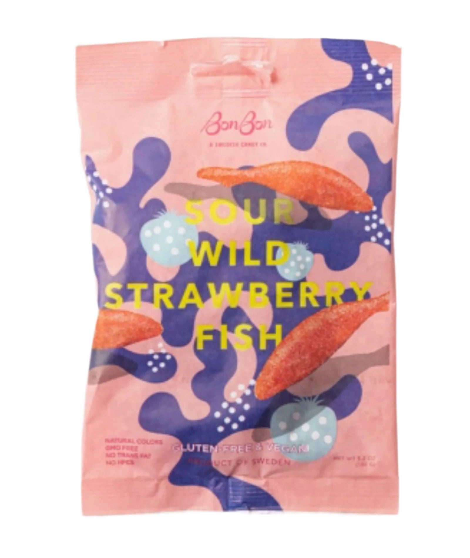 BonBon NYC Sour Wild Strawberry Fish Candy - Sweet & Tangy Gummy Treats for Kids & Adults - Perfect for Parties, Movie Nights & Office Snacks